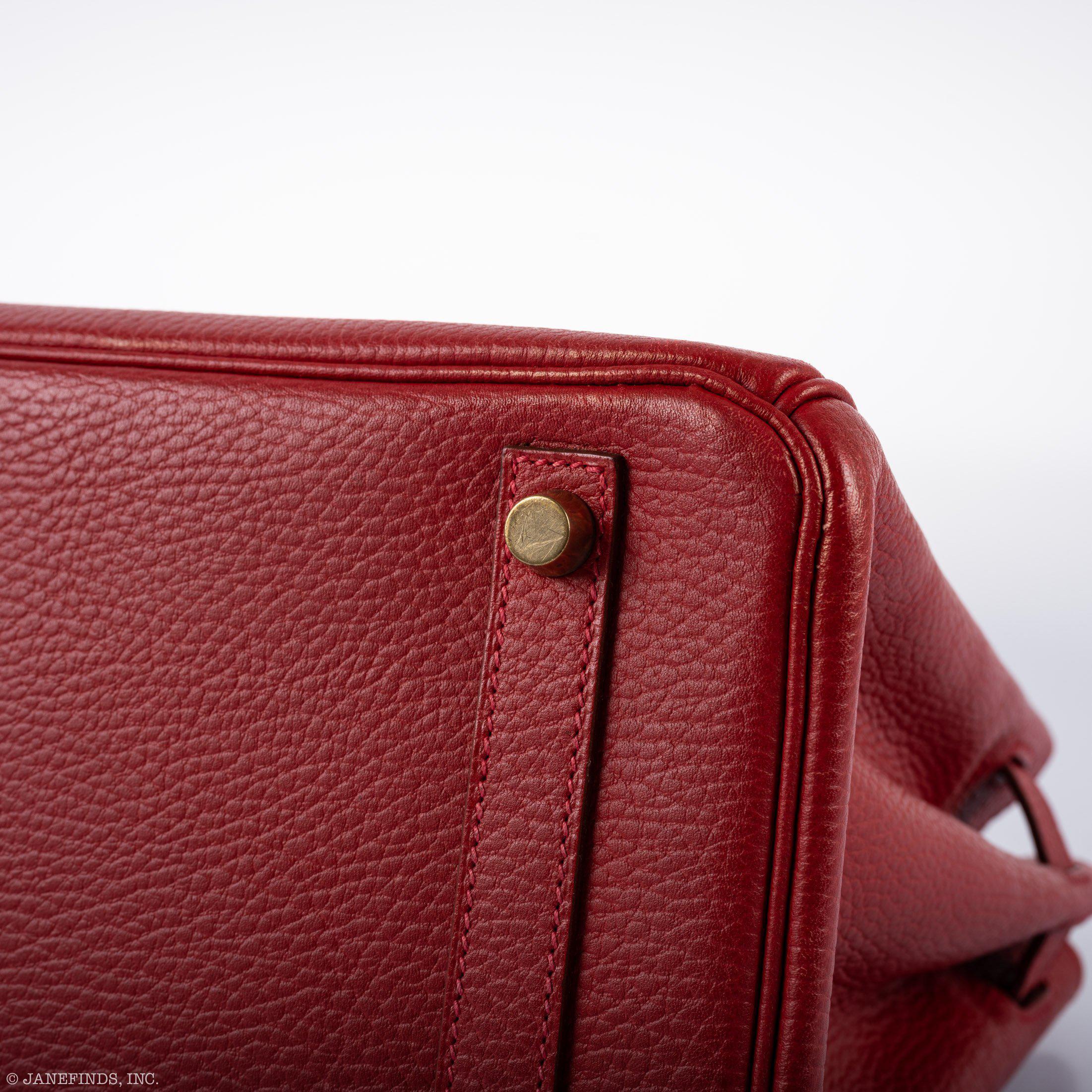 Hermès Birkin 30 Rouge Vif Ardennes Gold Hardware - Square E