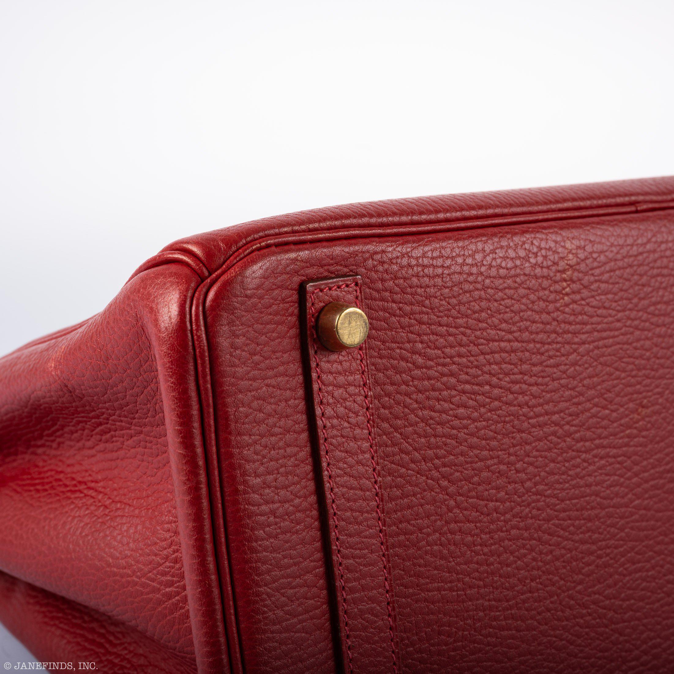 Hermès Birkin 30 Rouge Vif Ardennes Gold Hardware - Square E