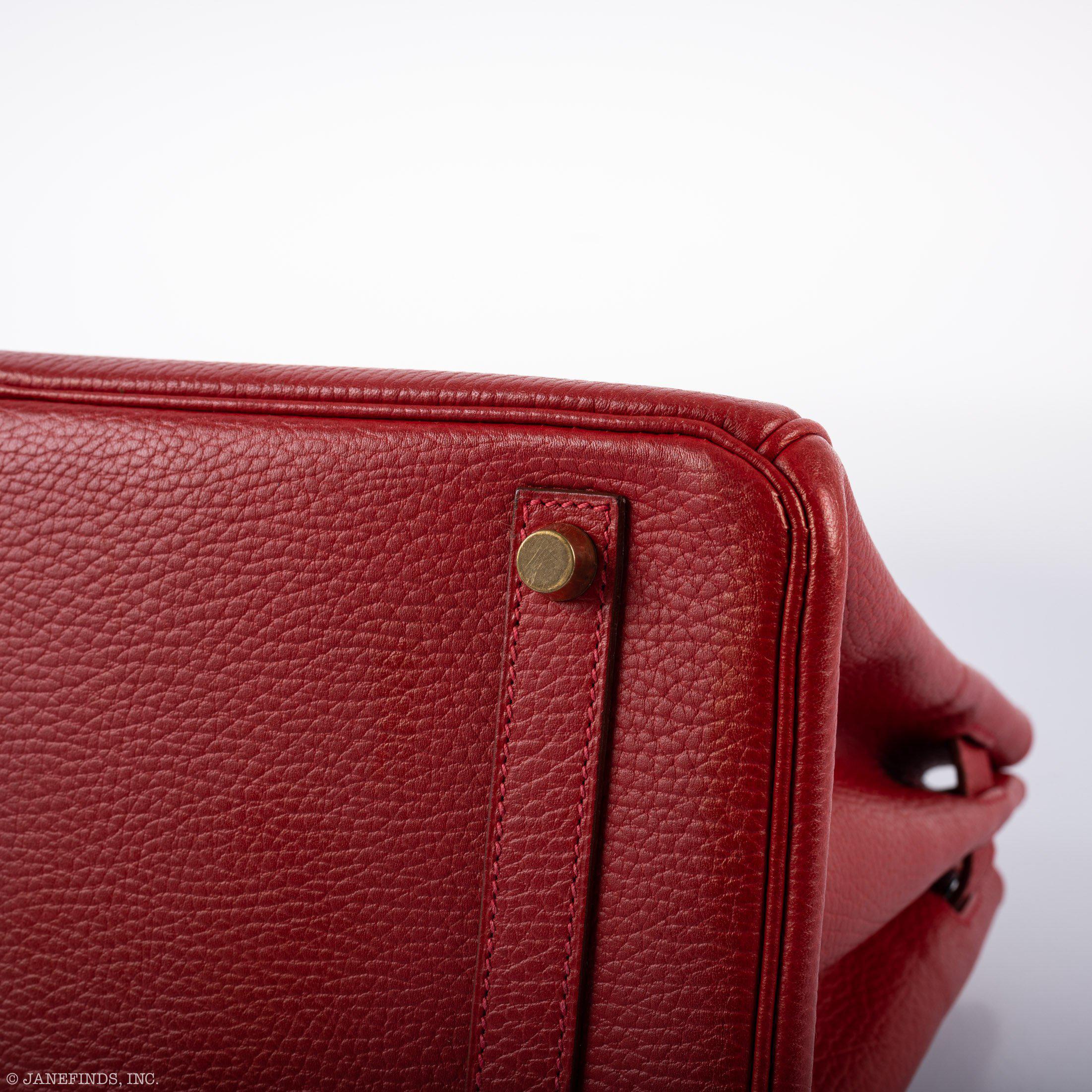 Hermès Birkin 30 Rouge Vif Ardennes Gold Hardware - Square E