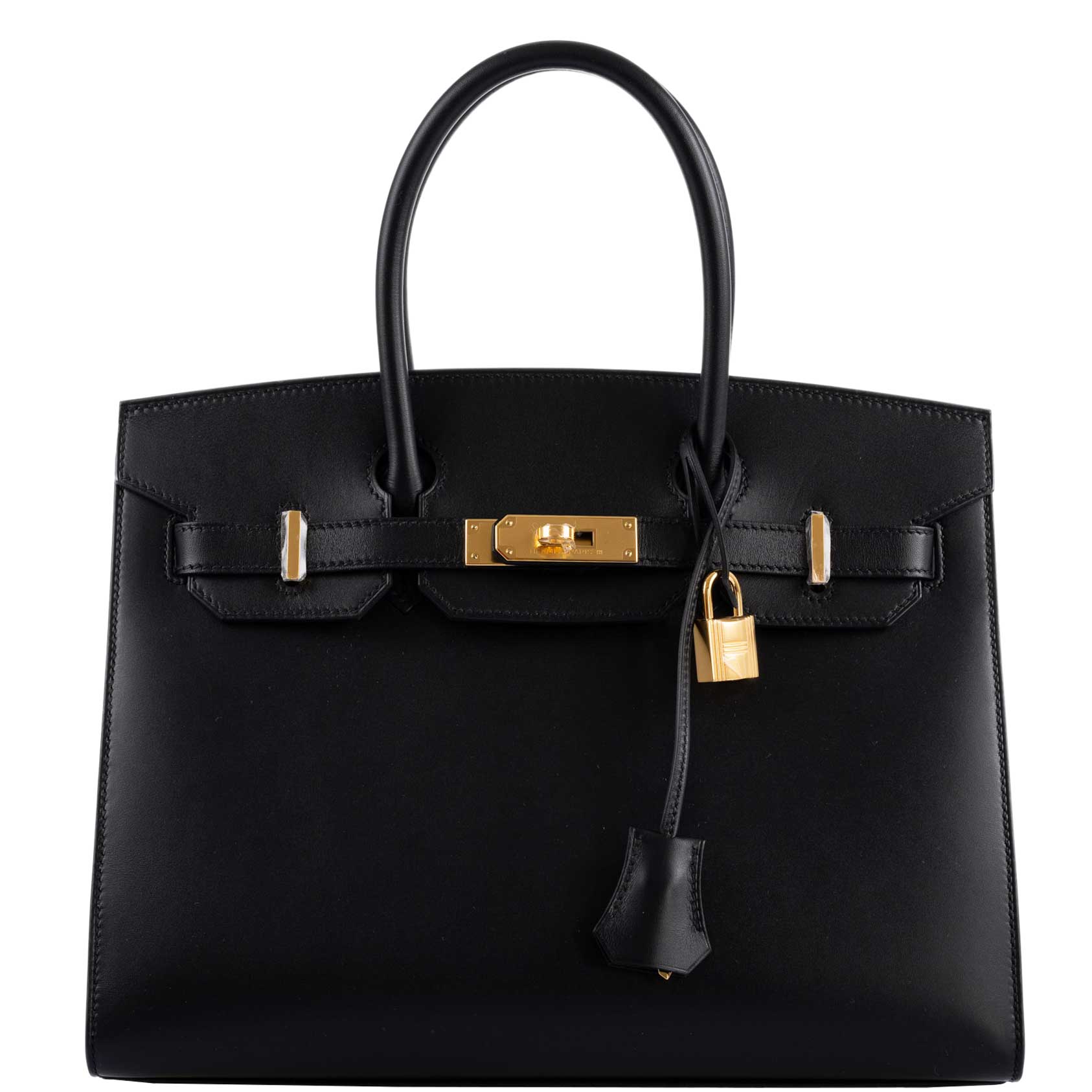 Top Grain Leather Inspired Birkin Handbag | Luxury Designer Bags Small-25cm / Black
