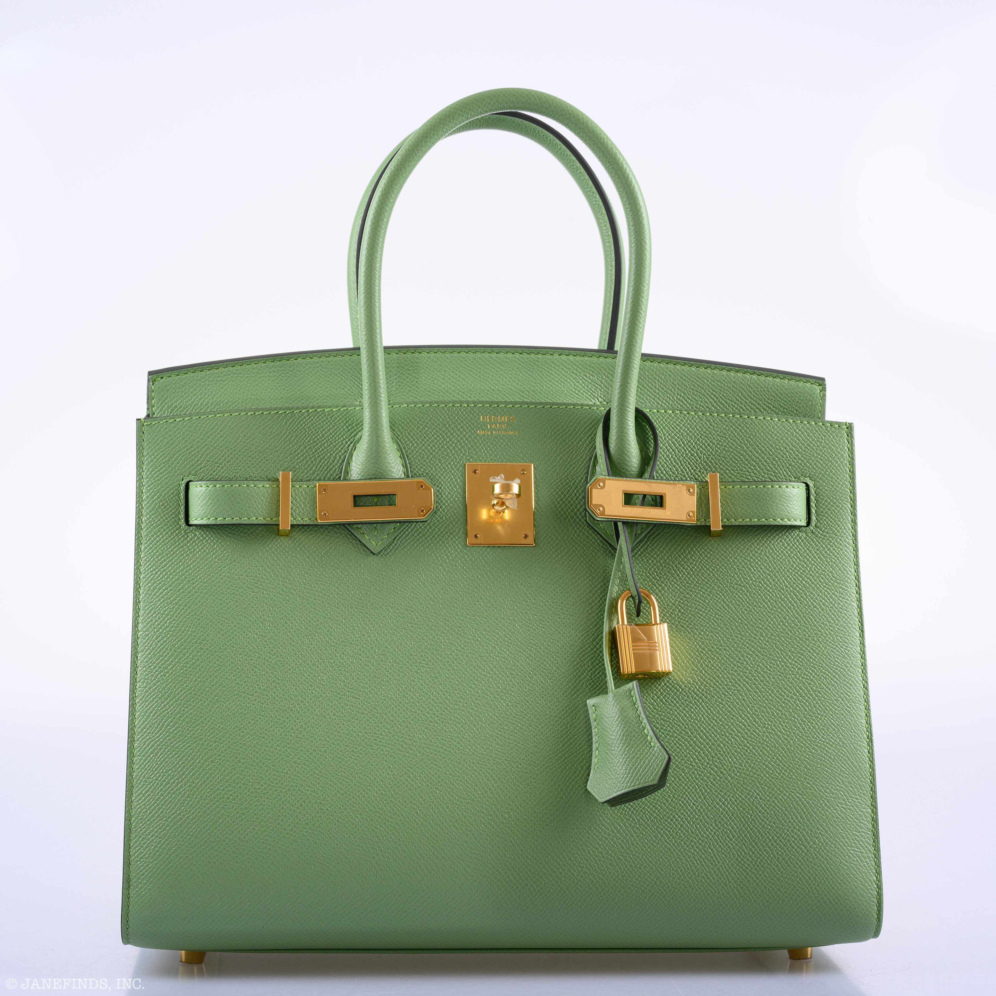 Hermès Birkin 30 Sellier Vert Criquet Madame Grain Gold Hardware