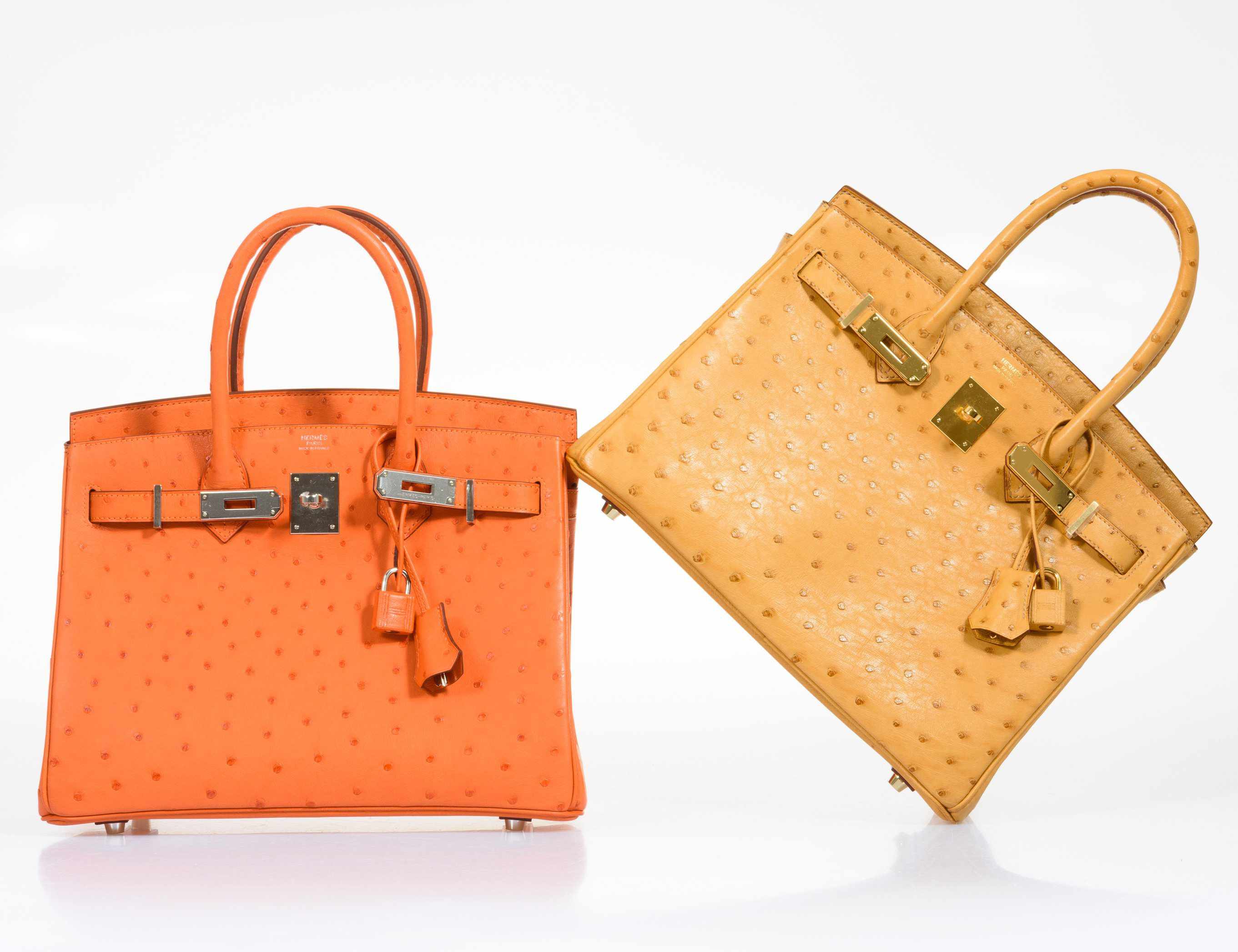 Hermès Birkin 30 Tangerine Ostrich Palladium Hardware