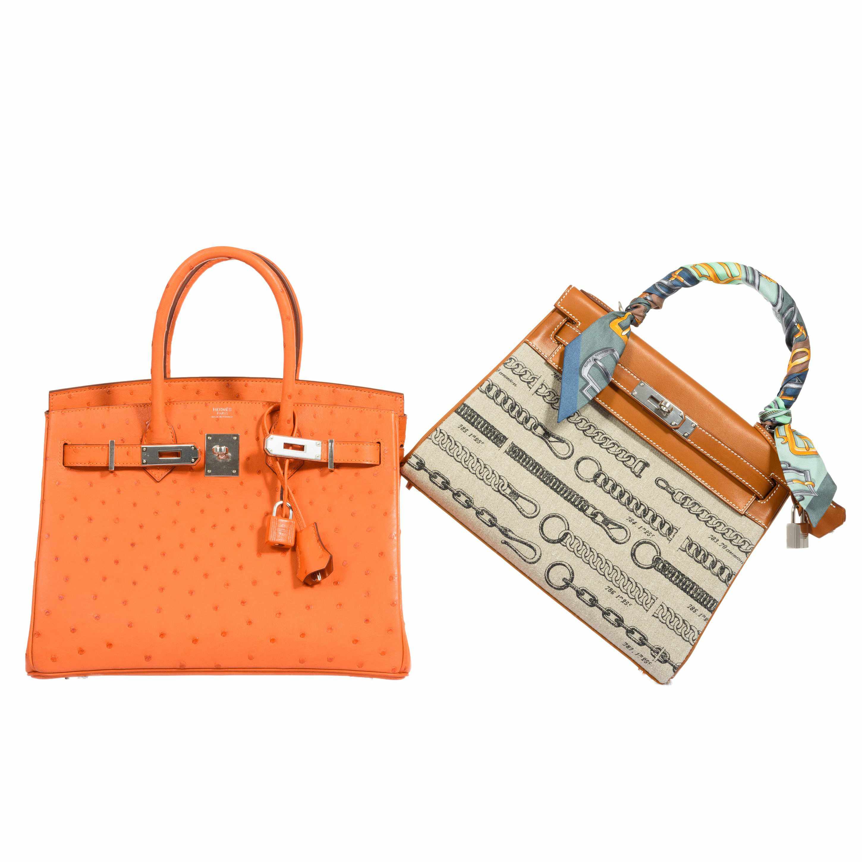 Hermès Birkin 30 Tangerine Ostrich Palladium Hardware