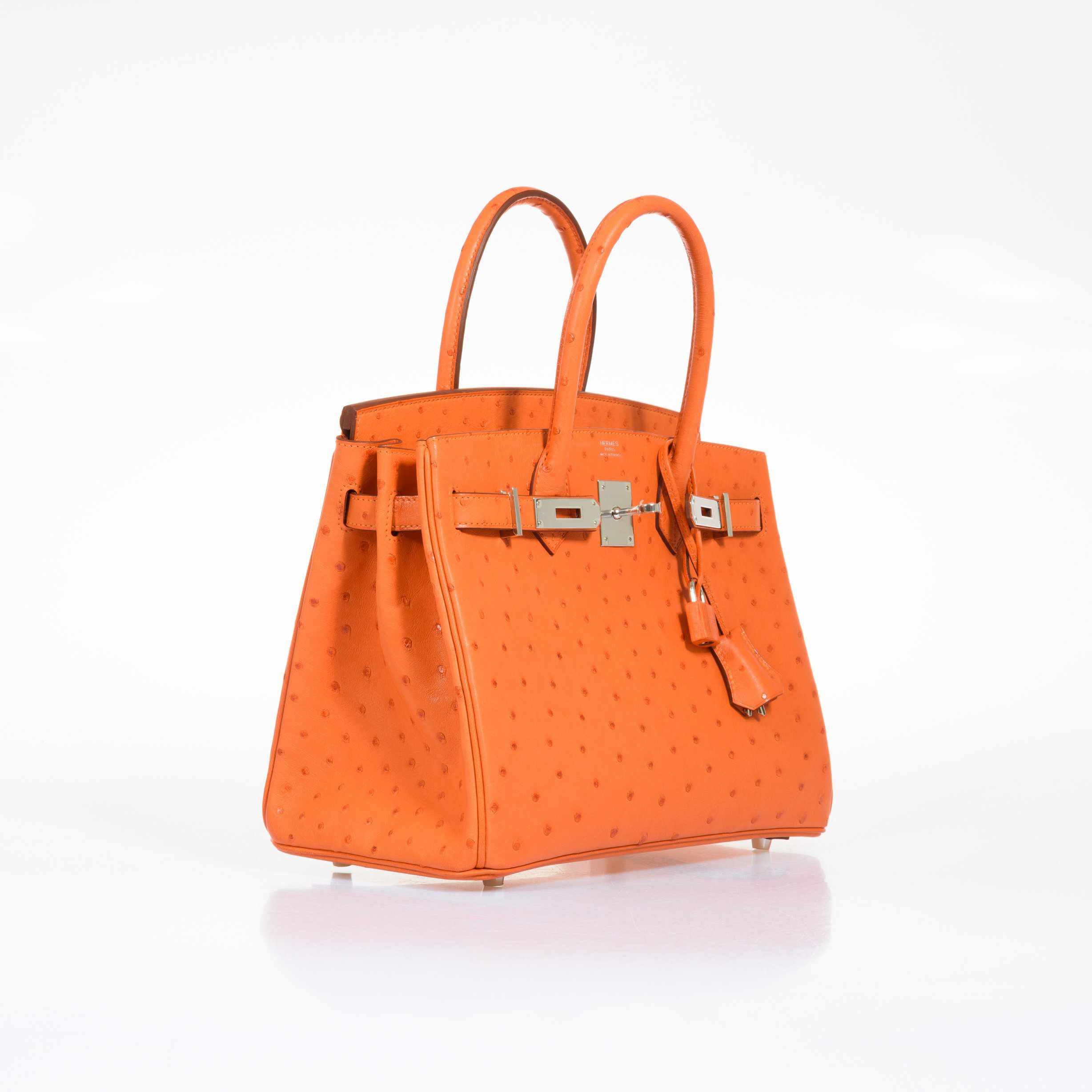 Hermès Birkin 30 Tangerine Ostrich Palladium Hardware