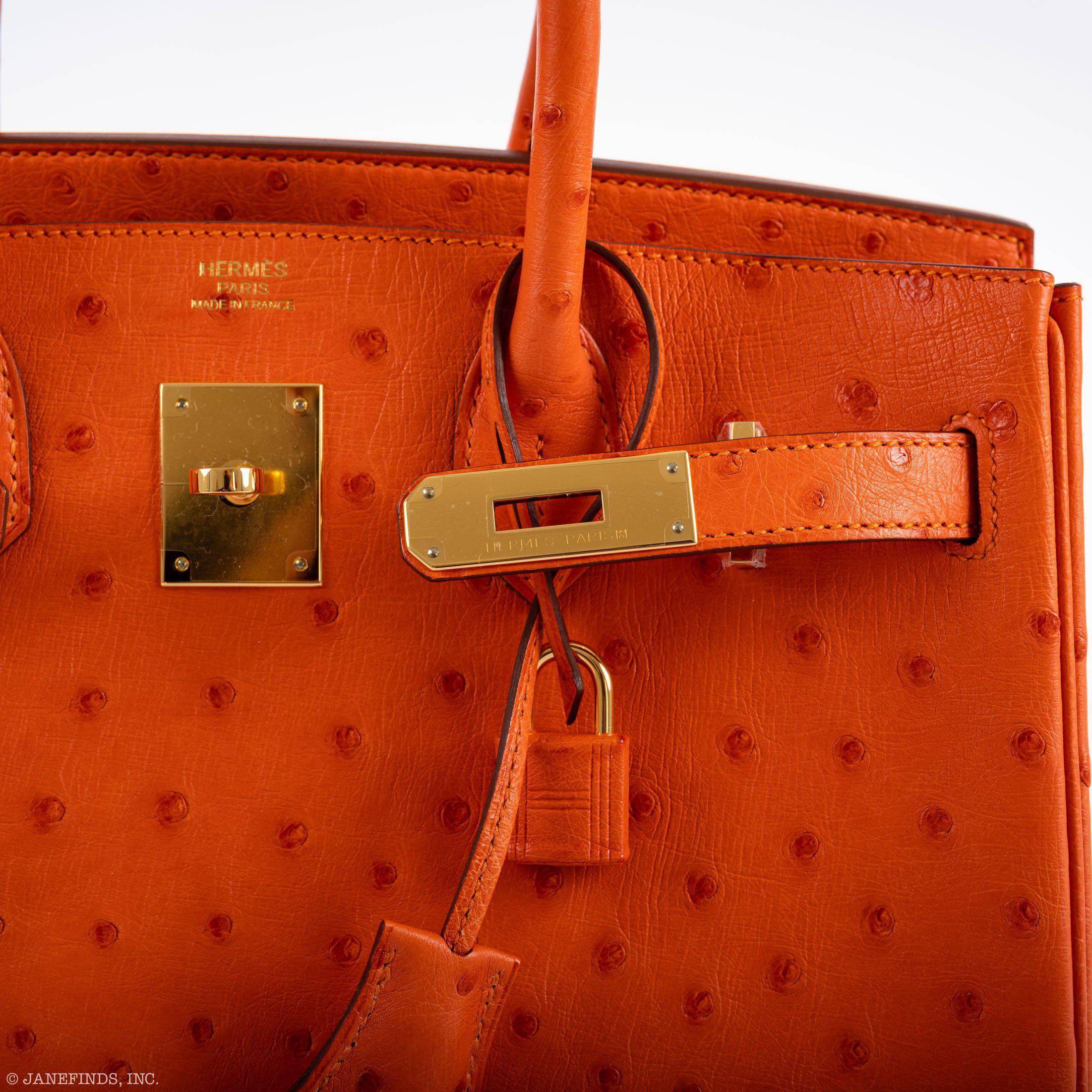 Hermès Birkin 30 Tangerine Ostrich with Gold Hardware - 2016, X