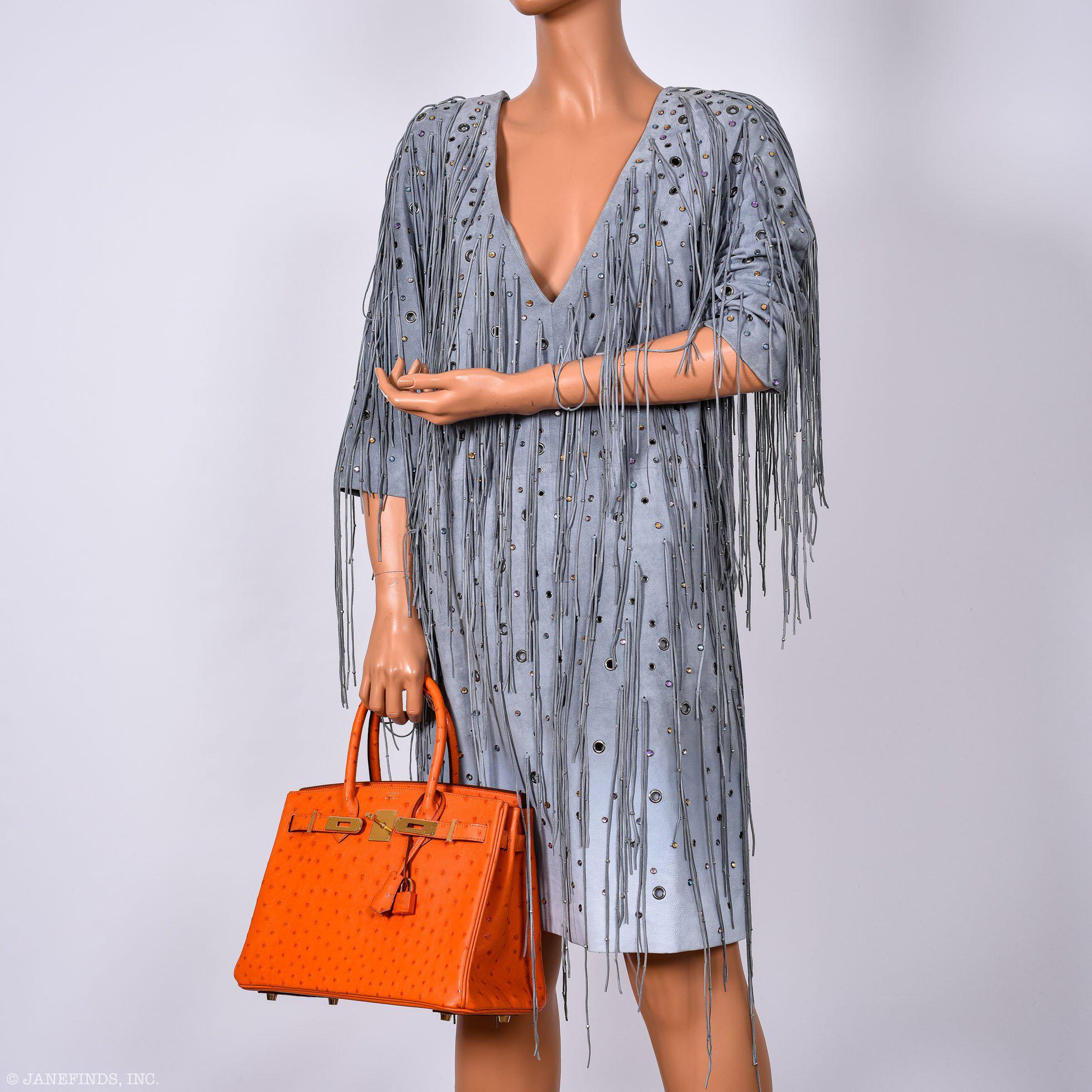 Hermès Birkin 30 Tangerine Ostrich with Gold Hardware - 2016, X