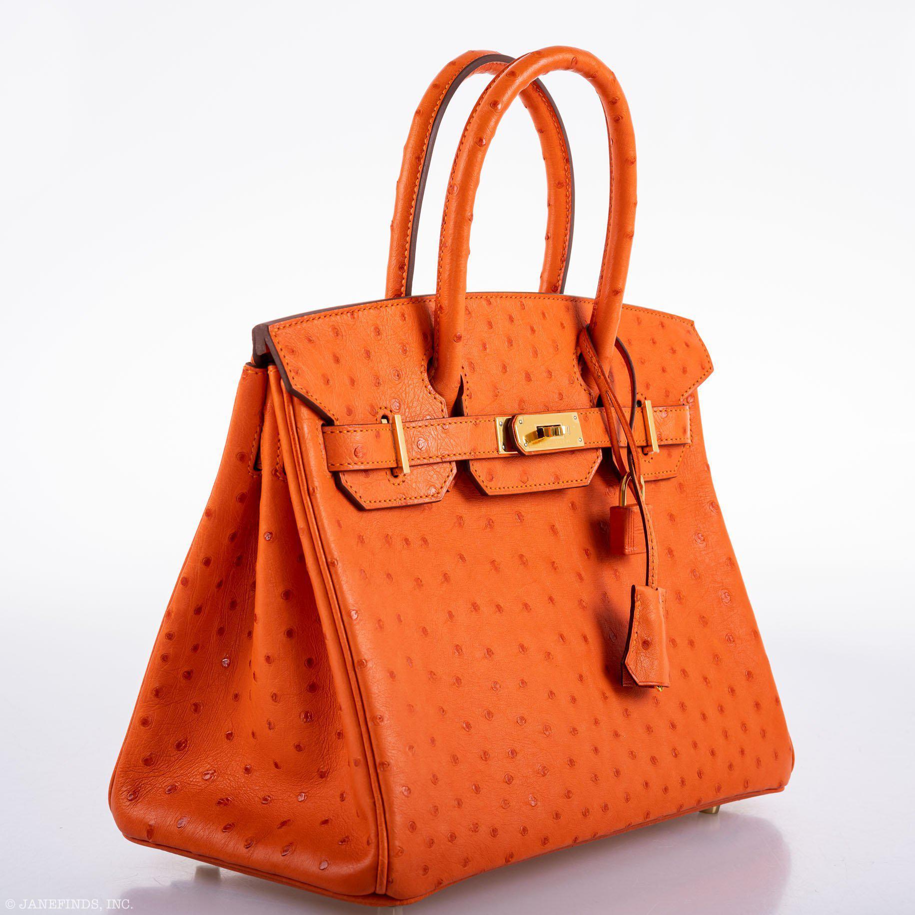 Hermès Birkin 30 Tangerine Ostrich with Gold Hardware - 2016, X