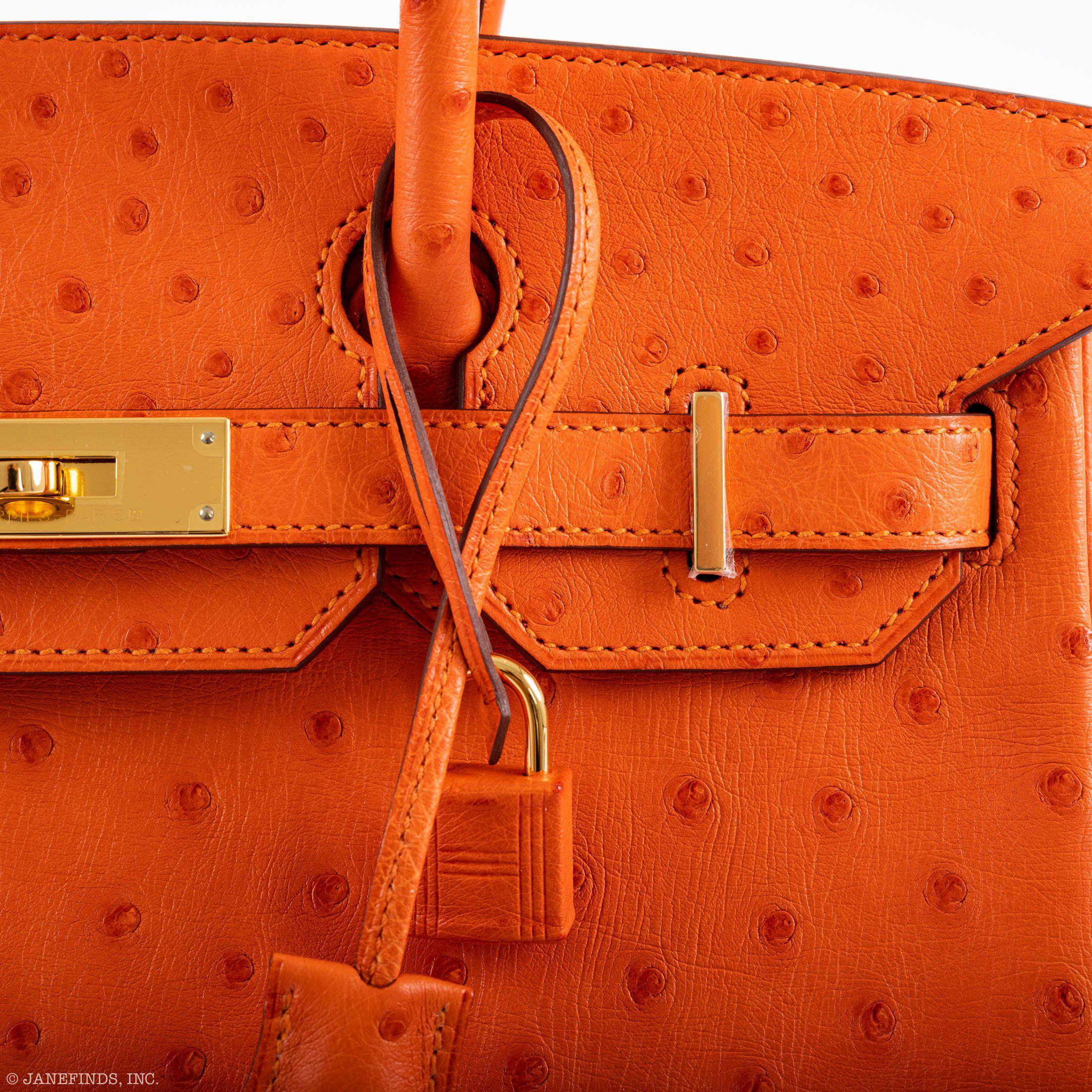 Hermès Birkin 30 Tangerine Ostrich with Gold Hardware - 2016, X