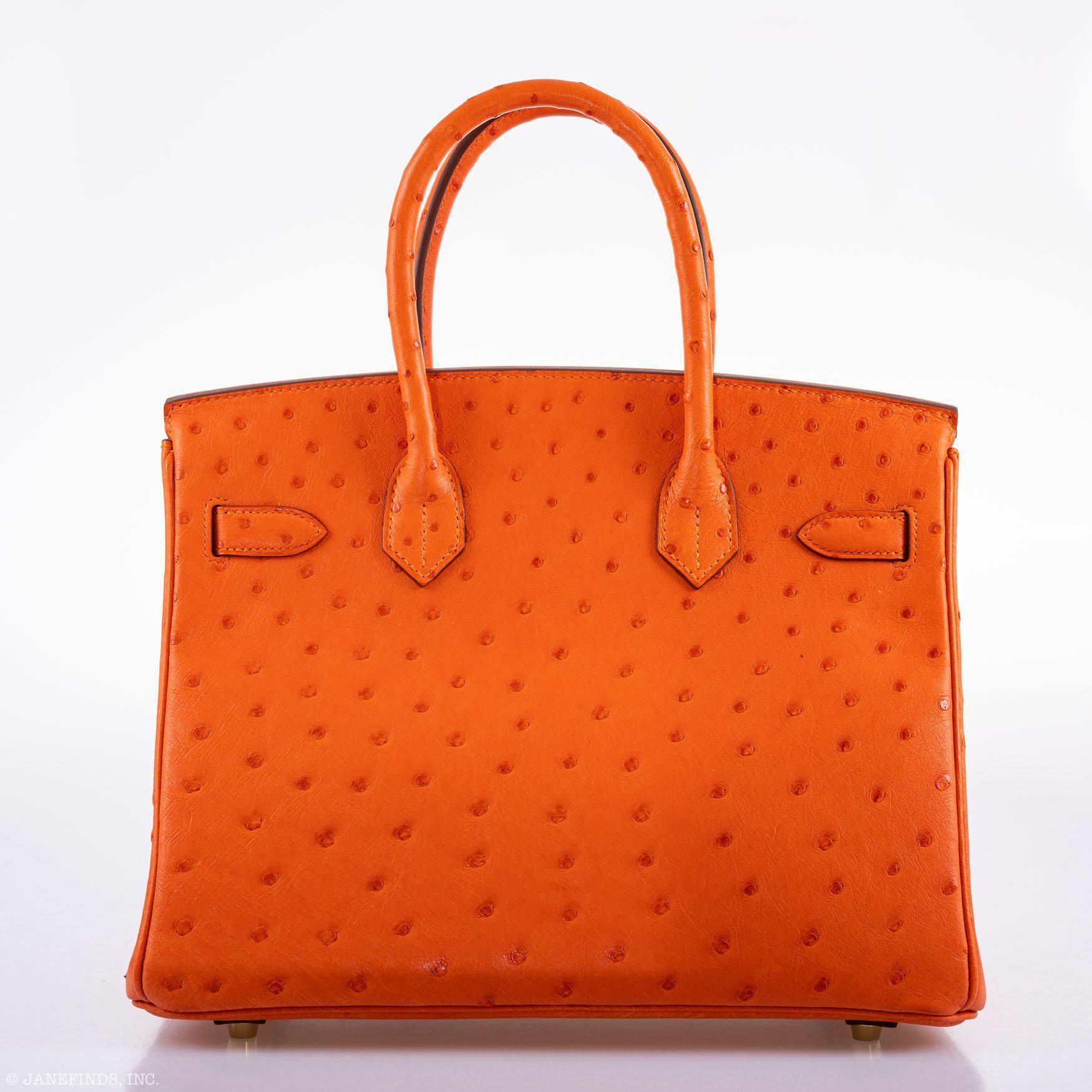 Hermès Birkin 30 Tangerine Ostrich with Gold Hardware - 2016, X
