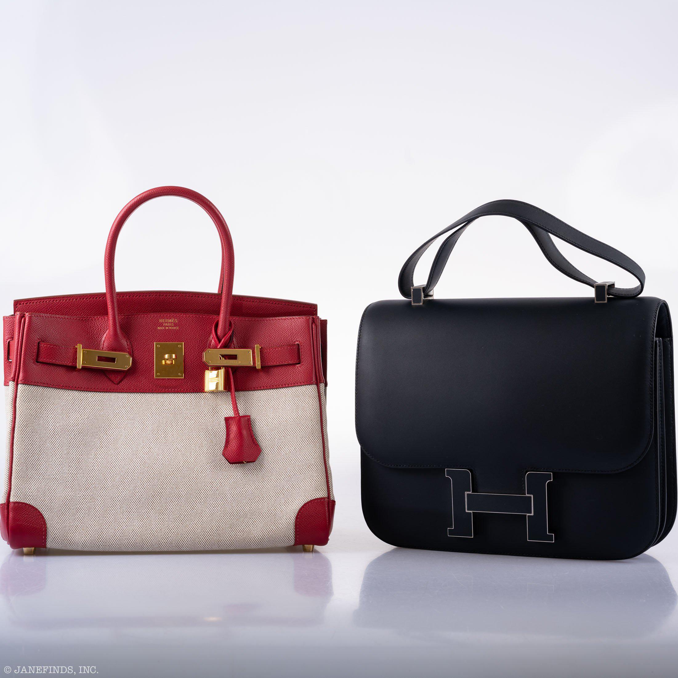 Hermès Birkin 30 Toile & Rouge Vif Courchevel Leather Gold Hardware