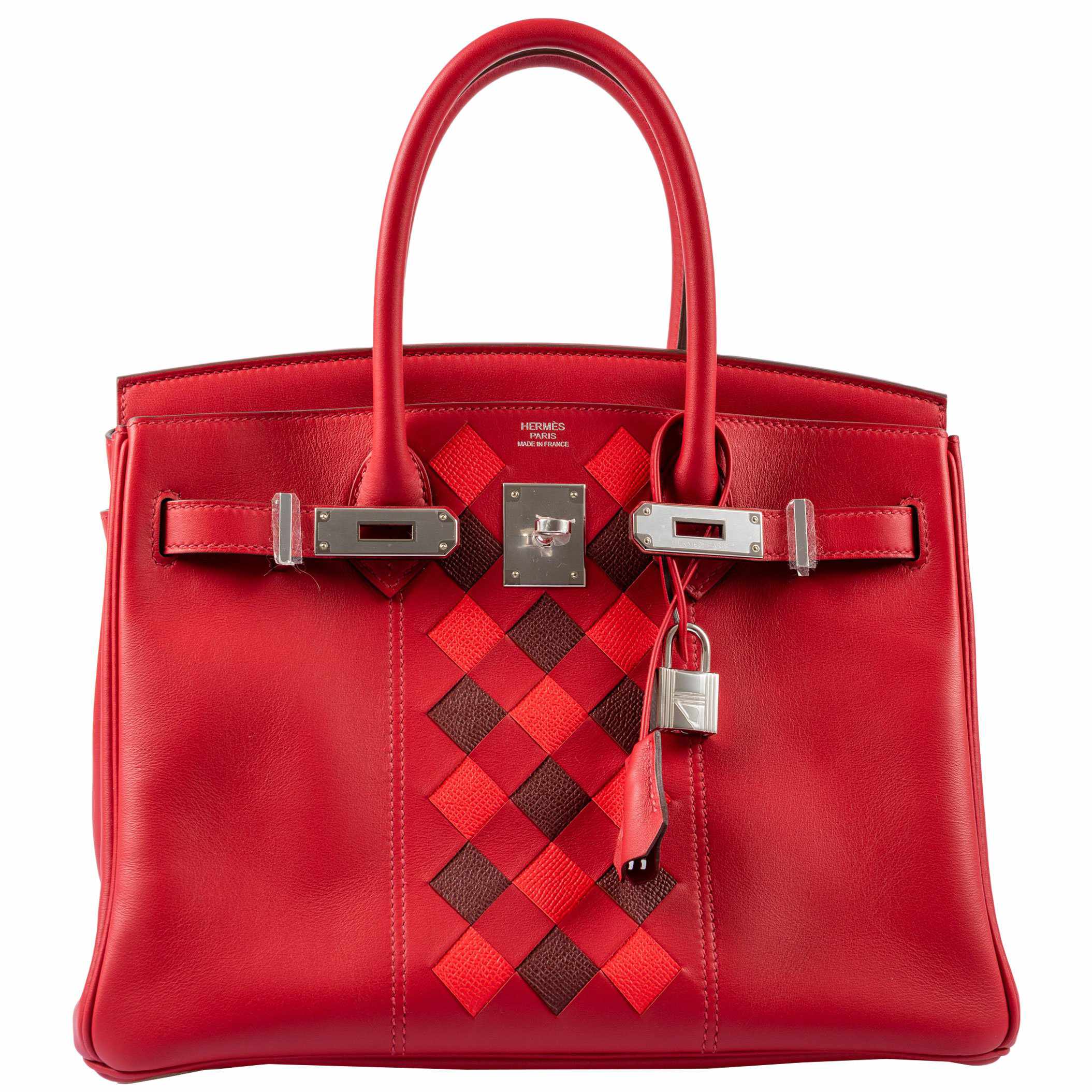 Hermès Birkin 30 Tressage Rouge de Coeur Rouge H Swift & Epsom Palladium Hardware