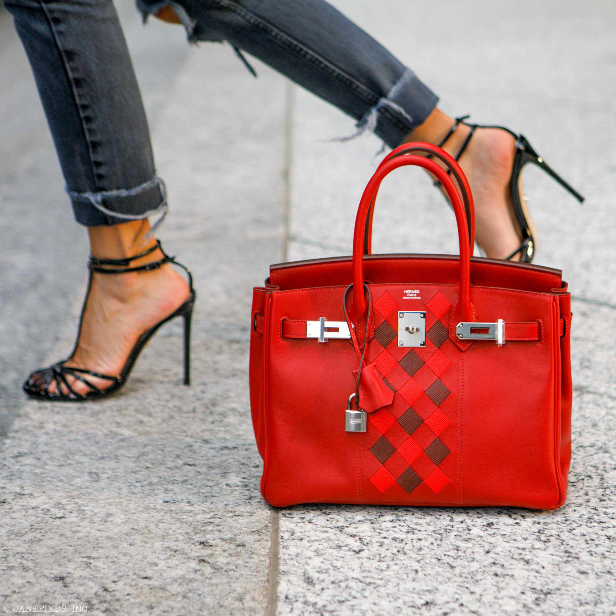 Hermès Birkin 30 Tressage Rouge de Coeur Rouge H Swift & Epsom Palladium Hardware
