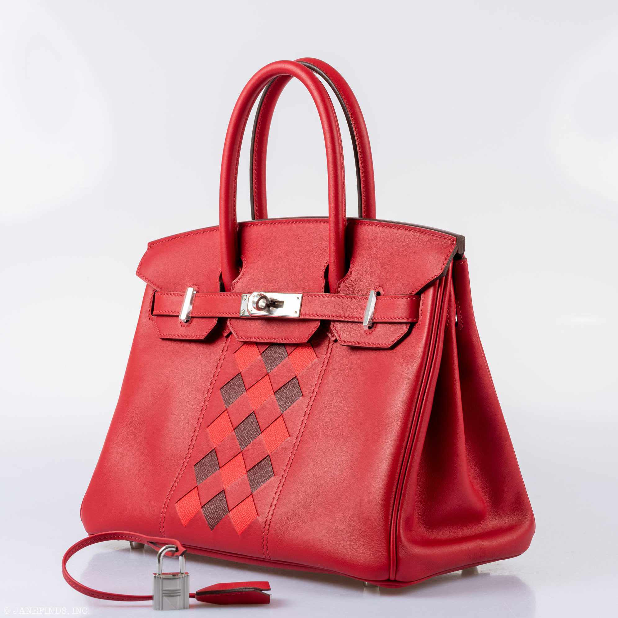 Hermès Birkin 30 Tressage Rouge de Coeur Rouge H Swift & Epsom Palladium Hardware