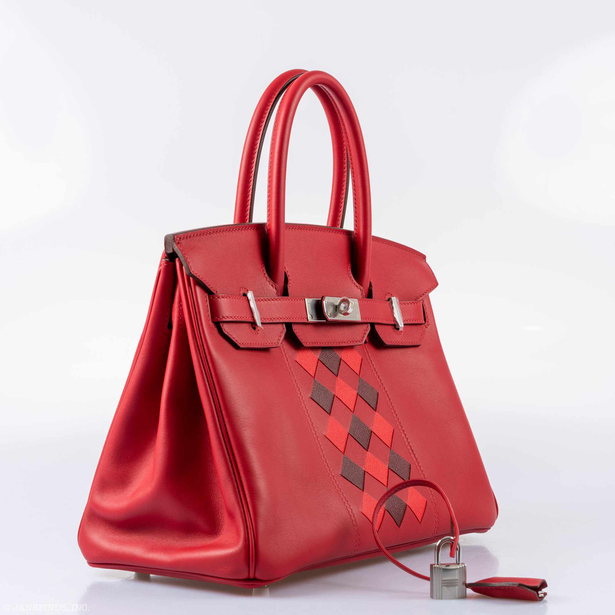 Hermès Birkin 30 Tressage Rouge de Coeur Rouge H Swift & Epsom Palladium Hardware