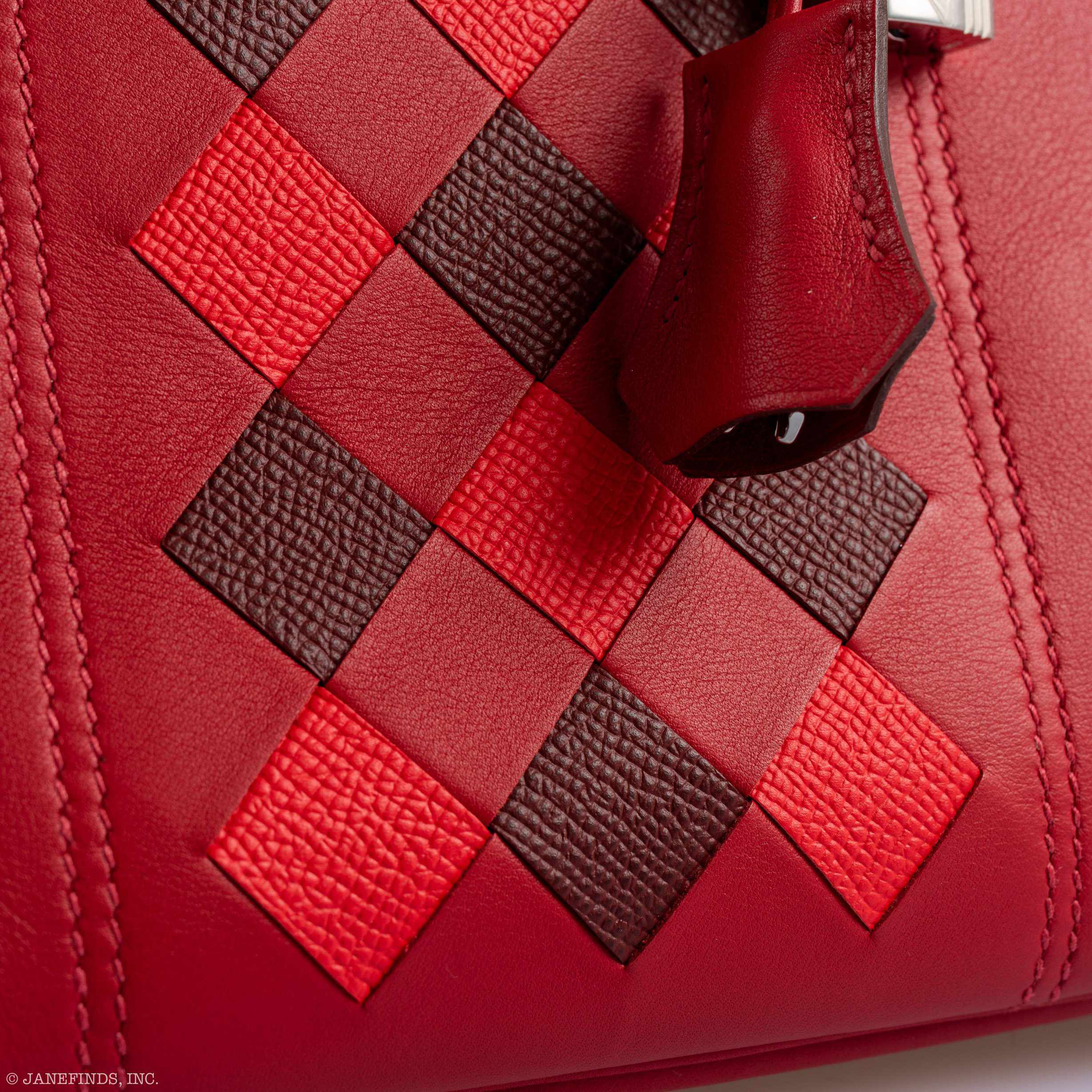 Hermès Birkin 30 Tressage Rouge de Coeur Rouge H Swift & Epsom Palladium Hardware