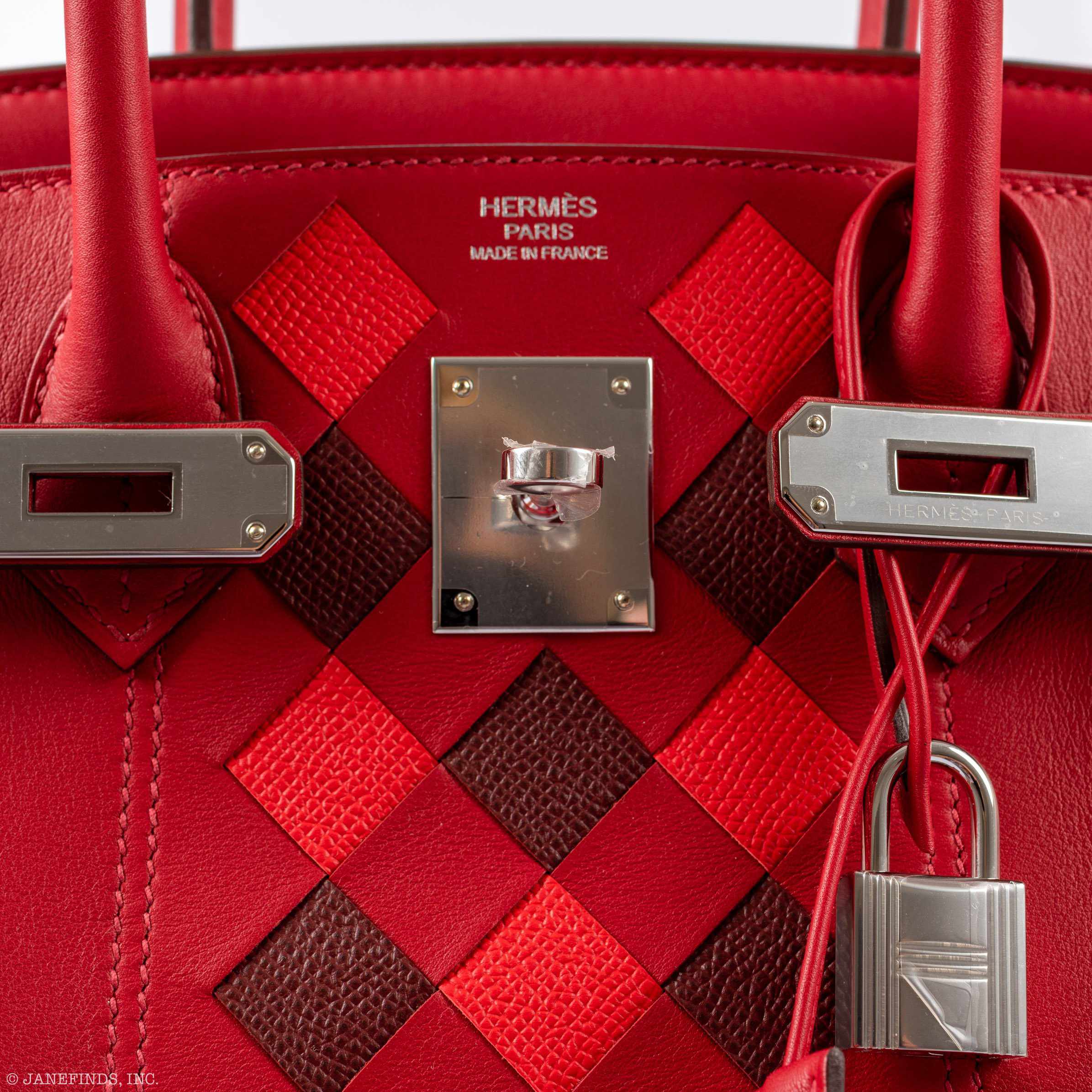 Hermès Birkin 30 Tressage Rouge de Coeur Rouge H Swift & Epsom Palladium Hardware