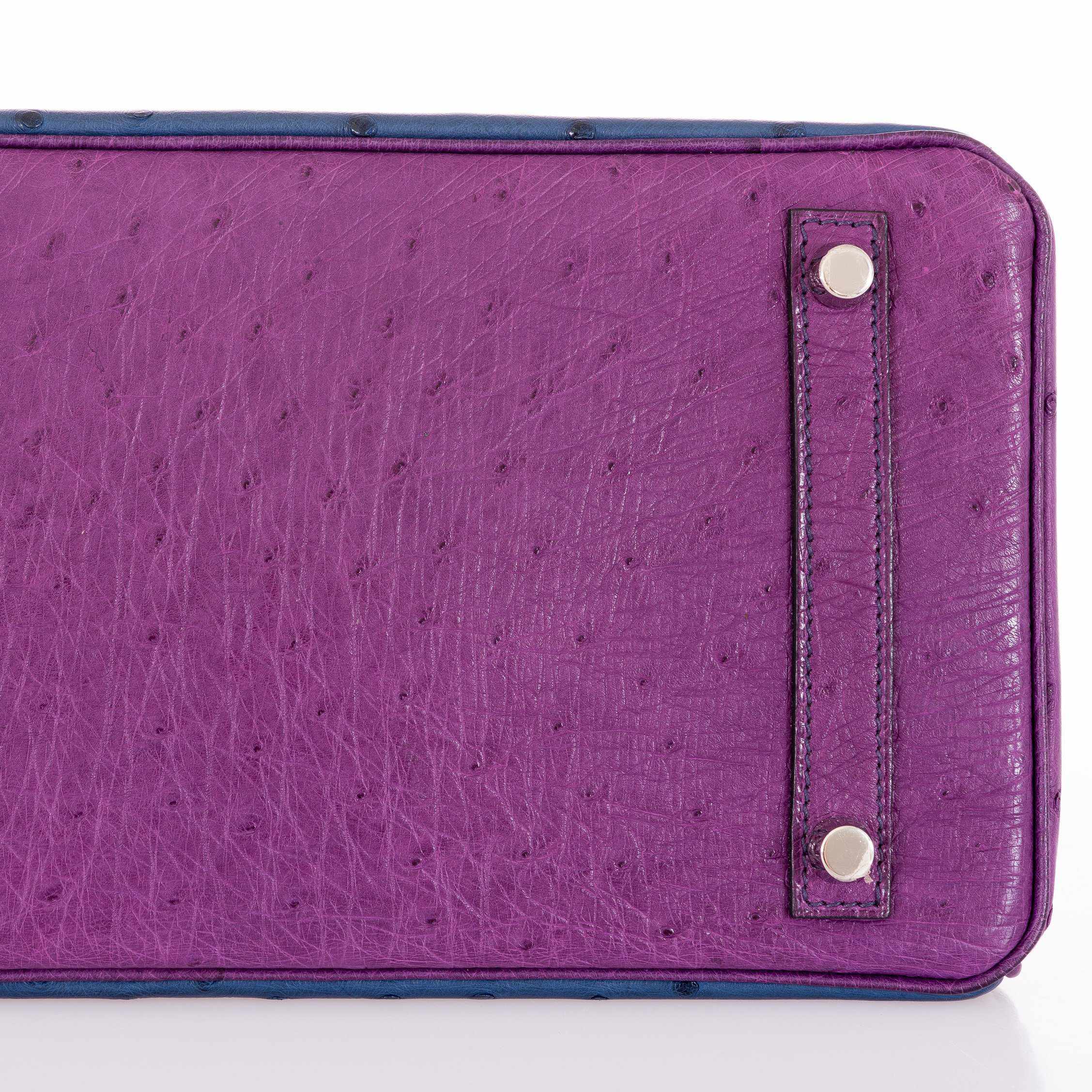 Hermès Birkin 30 Tri Color Ostrich Violine Blue De Malt And Marron Palladium Hardware