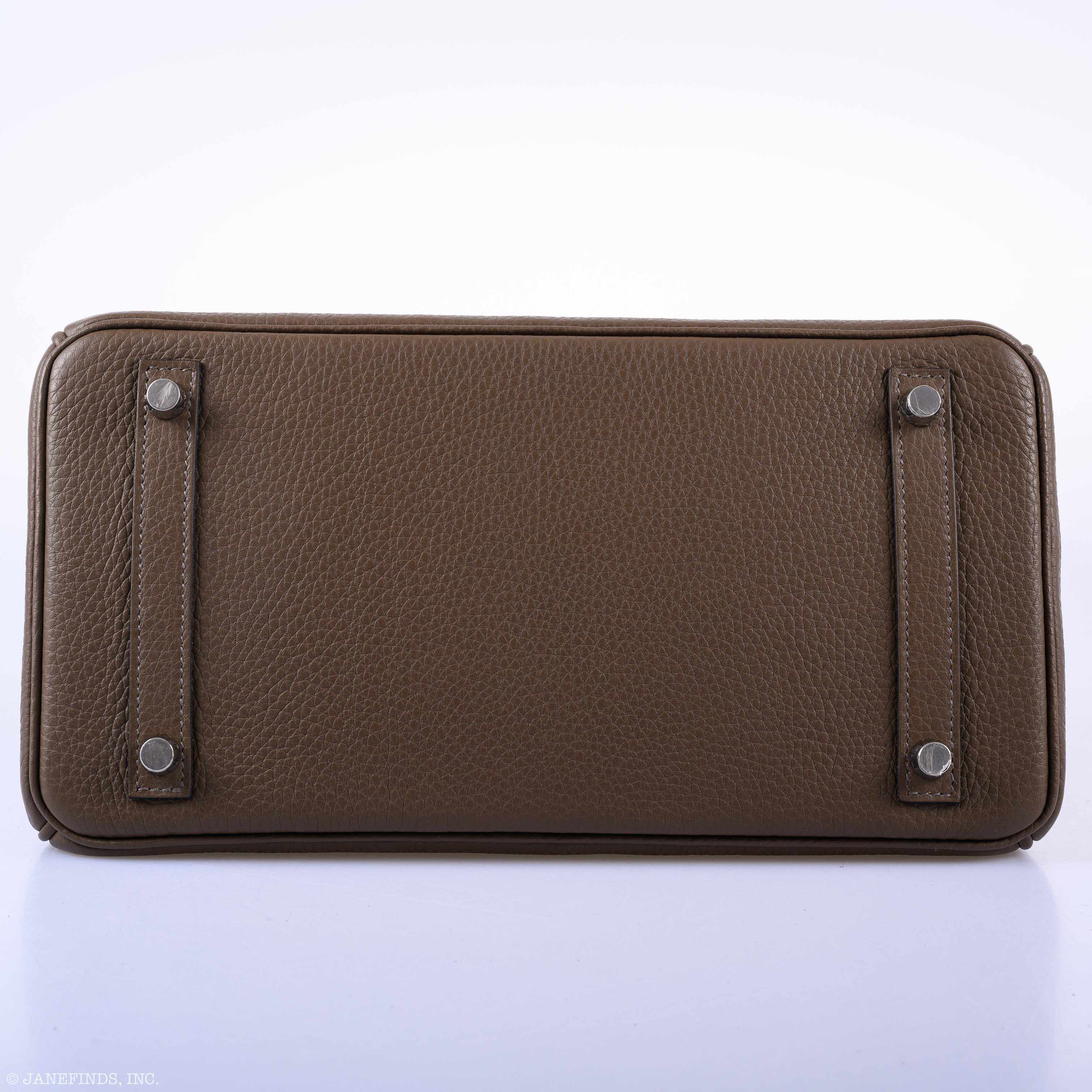 Hermès Birkin 30 Verso Taupe & Blue Agate Clemence Palladium Hardware