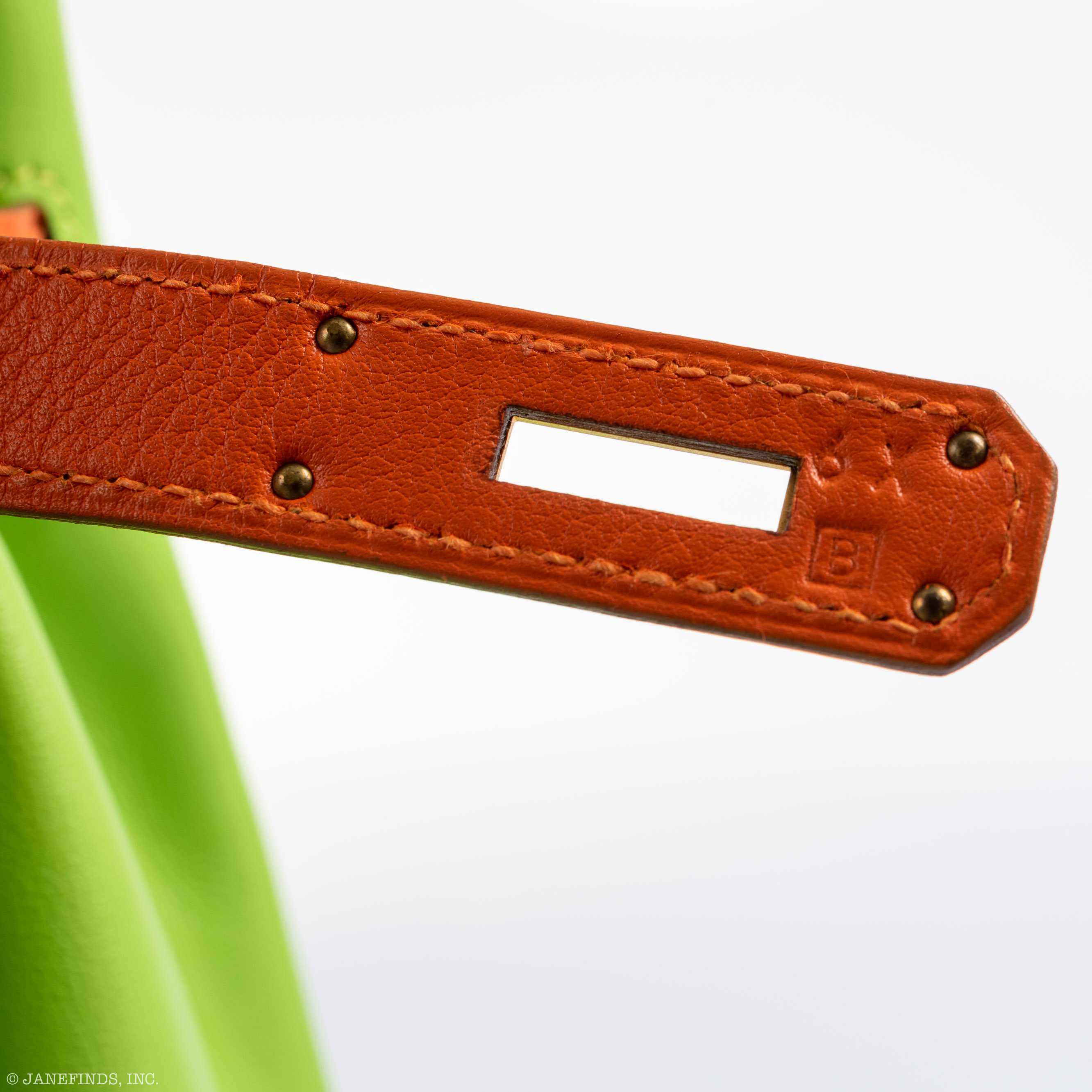 Hermès Birkin 30 Vert Cru & Orange H Gulliver Leather Gold Hardware - 1998