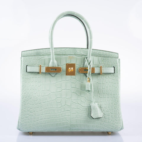 Hermès Birkin 30 Vert D’eau Matte Alligator with Gold Hardware