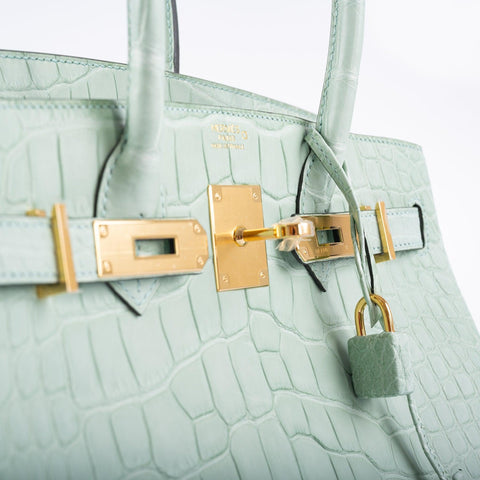 Hermès Birkin 30 Vert D’eau Matte Alligator with Gold Hardware