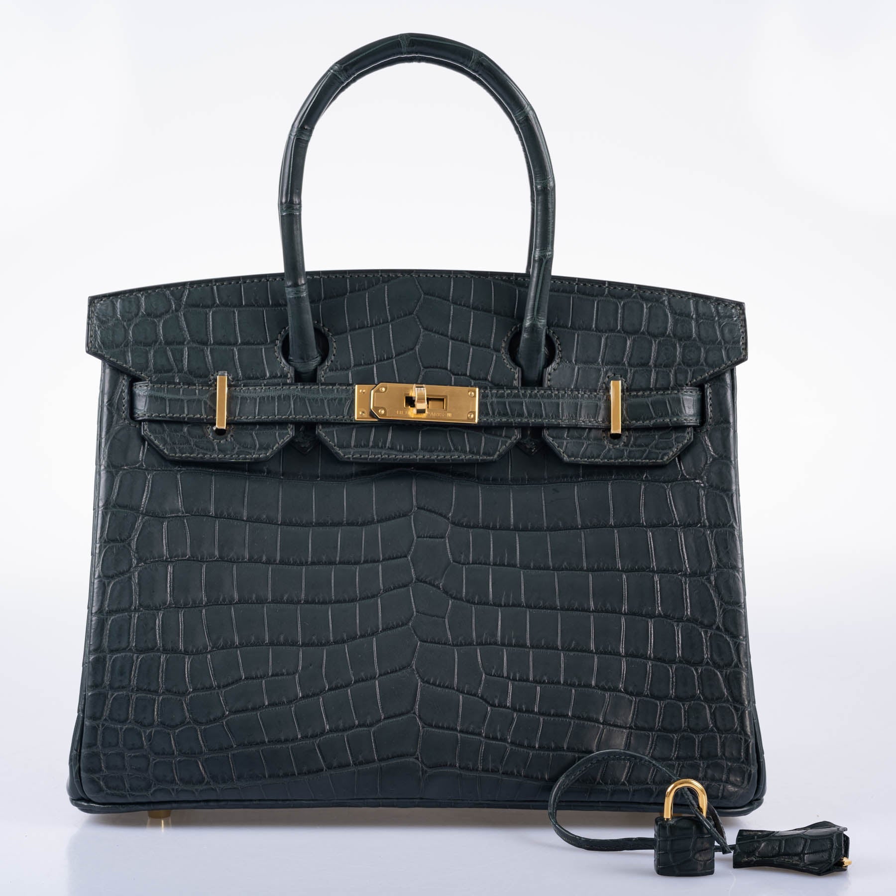 Hermès Birkin 30 Vert Foncé Matte Niloticus Crocodile Gold Hardware