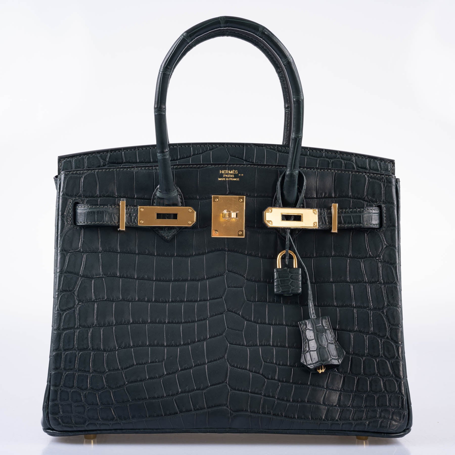 Hermès Birkin 30 Vert Foncé Matte Niloticus Crocodile Gold Hardware
