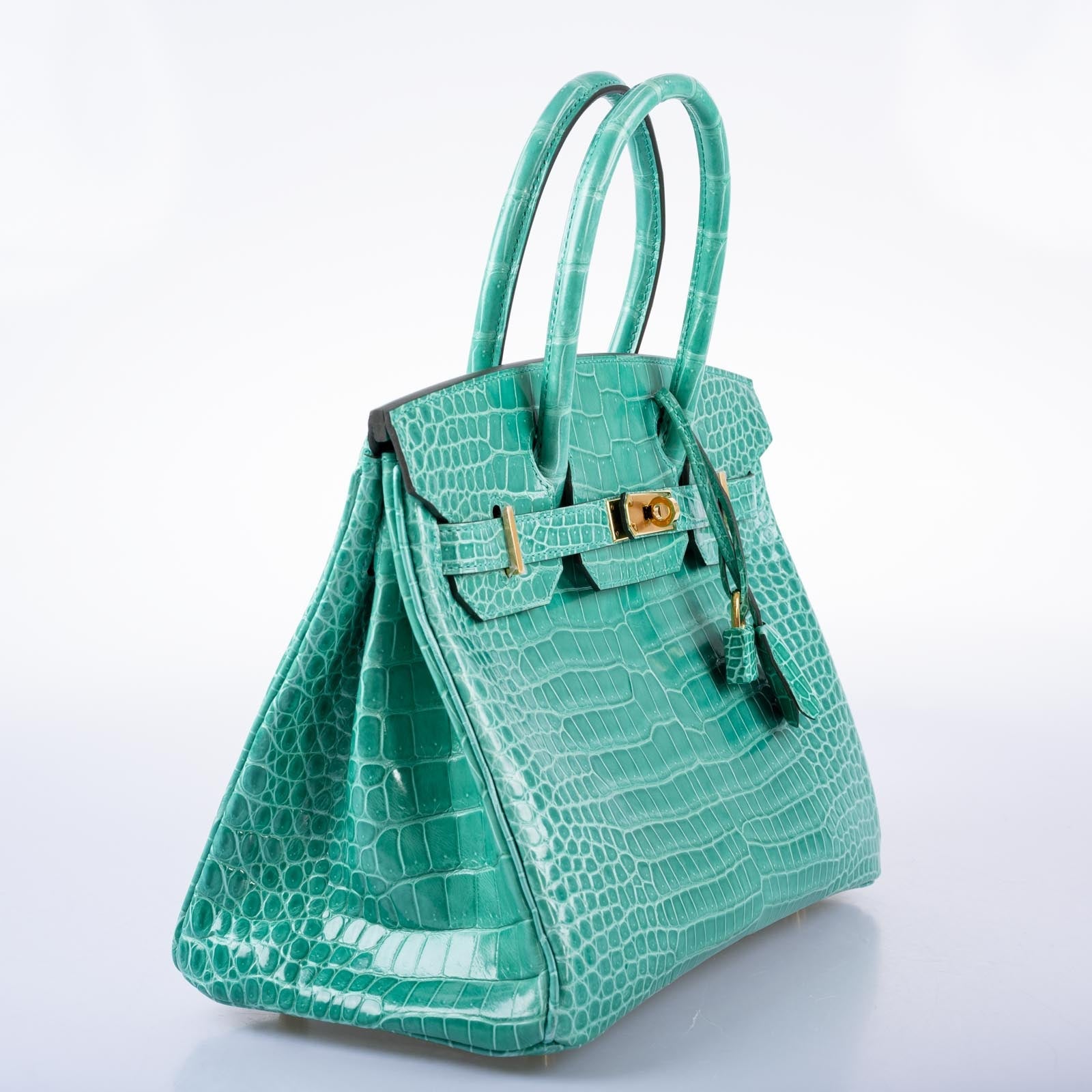 Hermès Birkin 30 Vert Jade Shiny Porosus Crocodile Gold Hardware