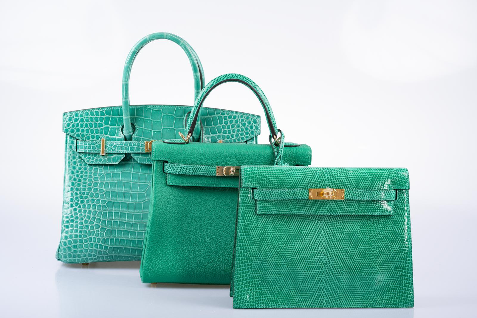 Hermès Birkin 30 Vert Jade Shiny Porosus Crocodile Gold Hardware