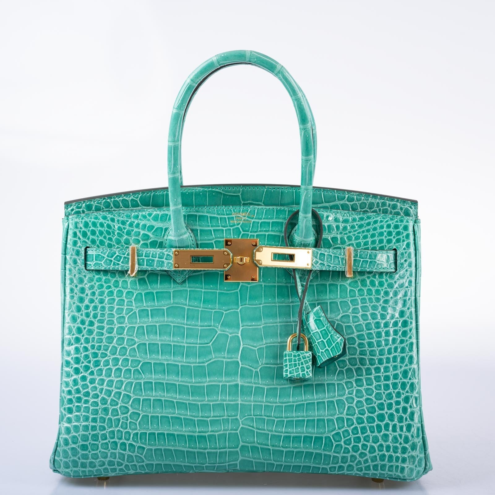 Hermès Birkin 30 Vert Jade Shiny Porosus Crocodile Gold Hardware
