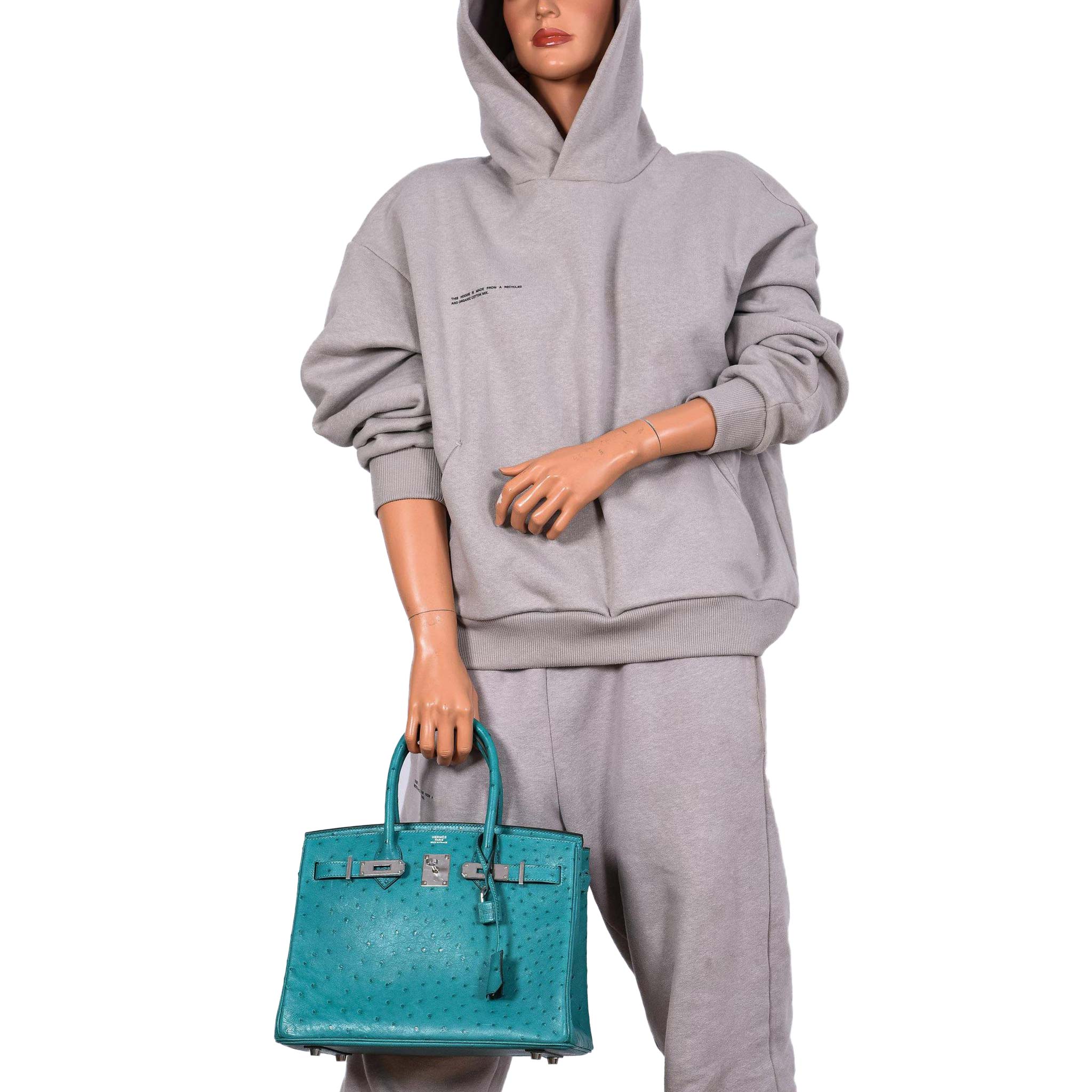 Hermès Birkin 30 Vert Verone Ostrich Palladium Hardware