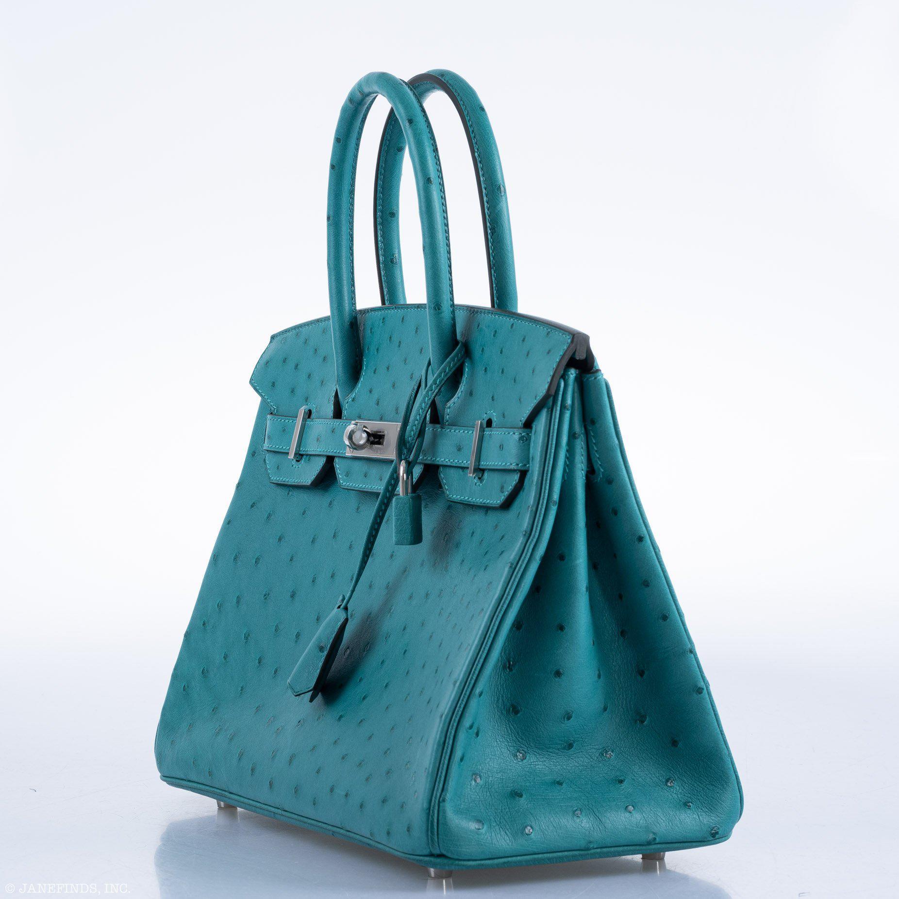 Hermès Birkin 30 Vert Verone Ostrich Palladium Hardware