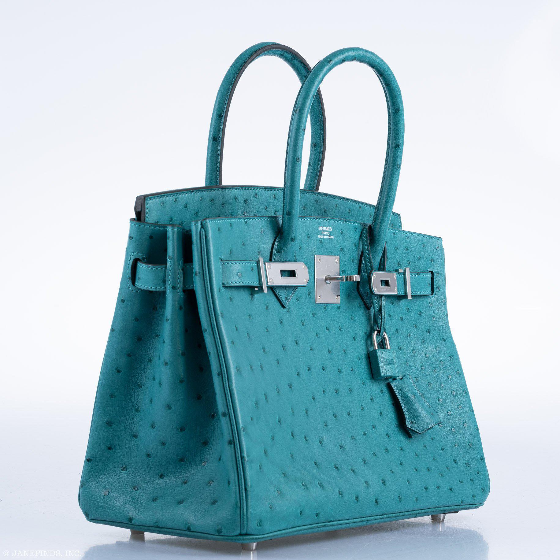 Hermès Birkin 30 Vert Verone Ostrich Palladium Hardware