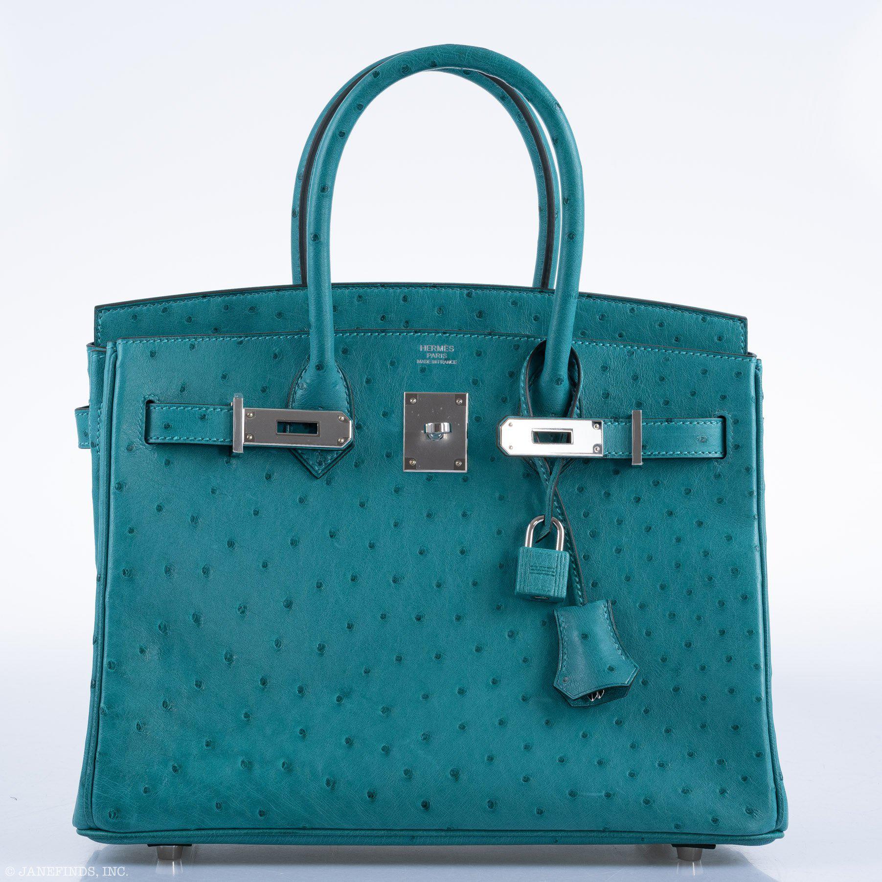 Hermès Birkin 30 Vert Verone Ostrich Palladium Hardware