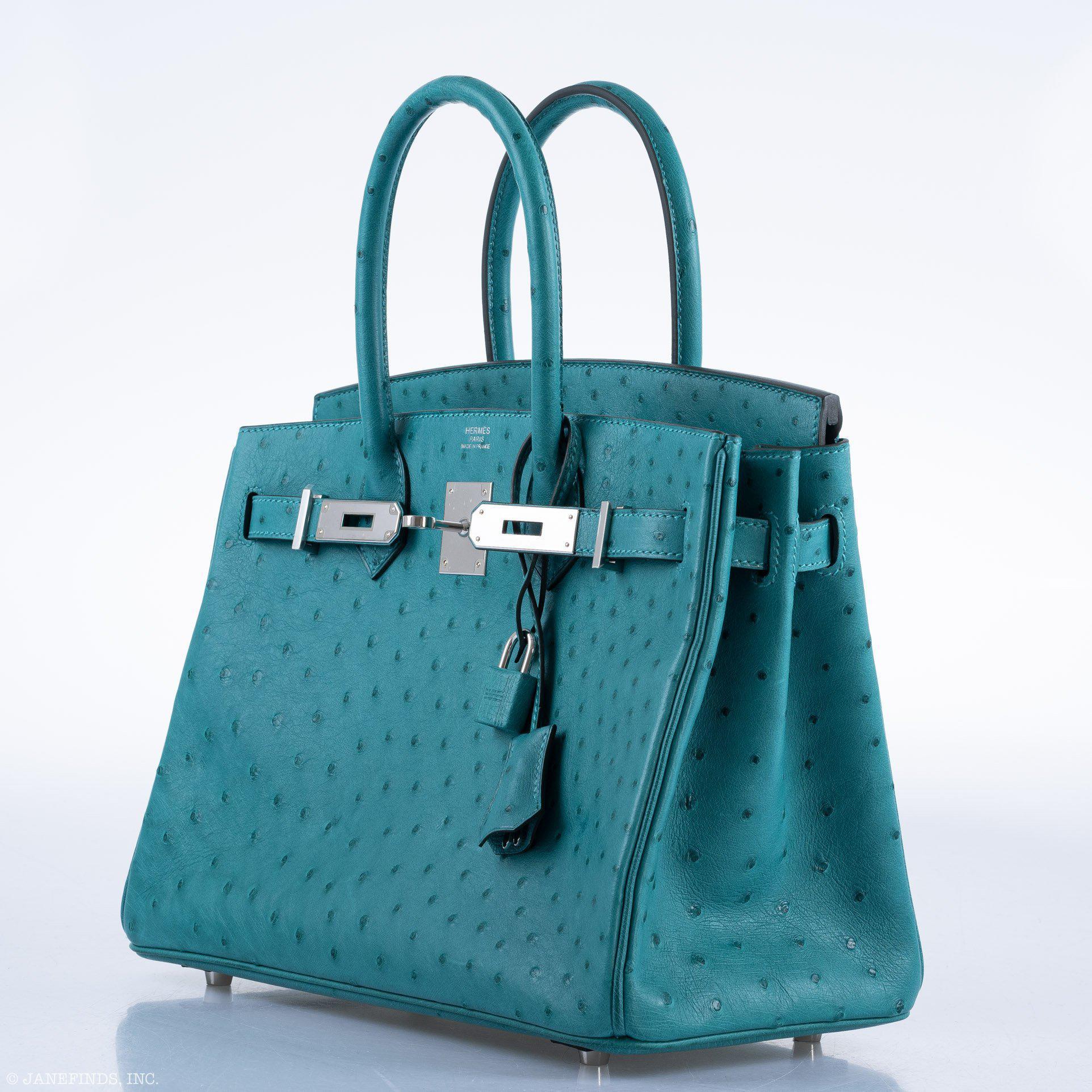 Hermès Birkin 30 Vert Verone Ostrich Palladium Hardware