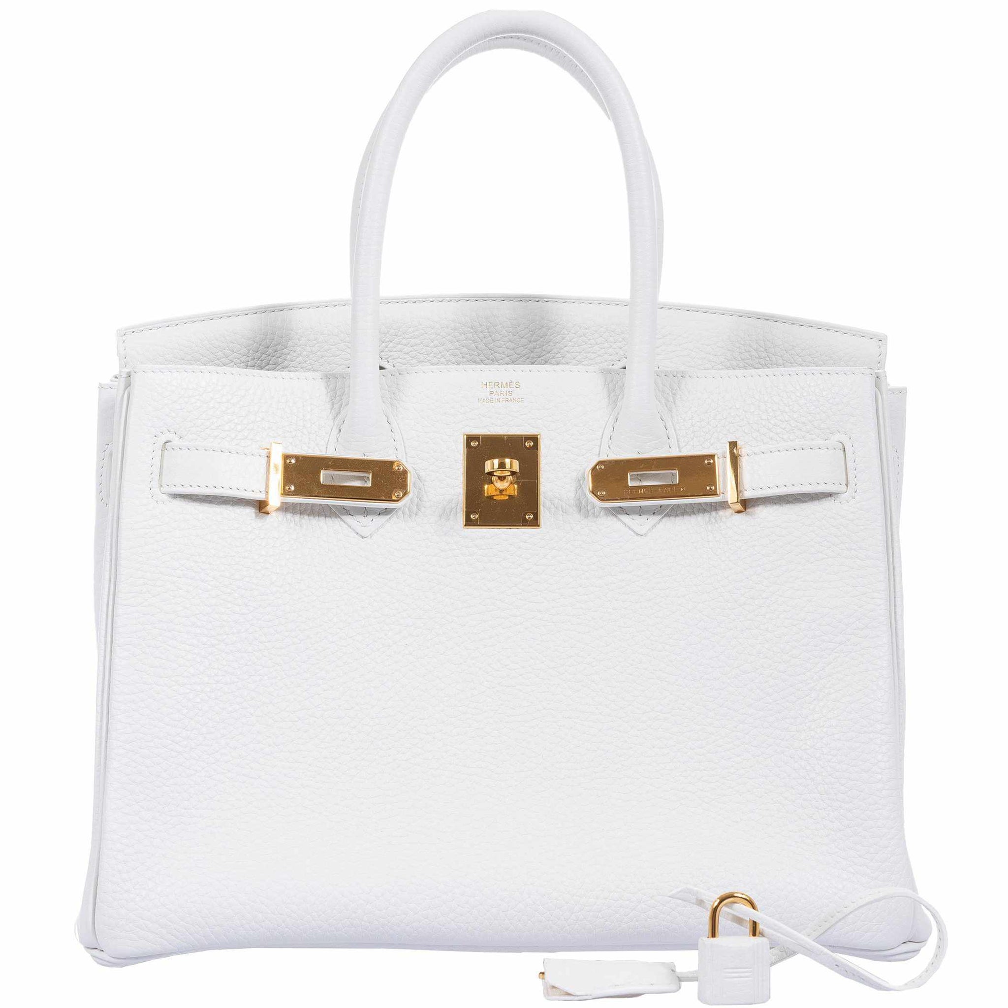 Hermes Birkin 35 Bag White Clemence Gold Hardware