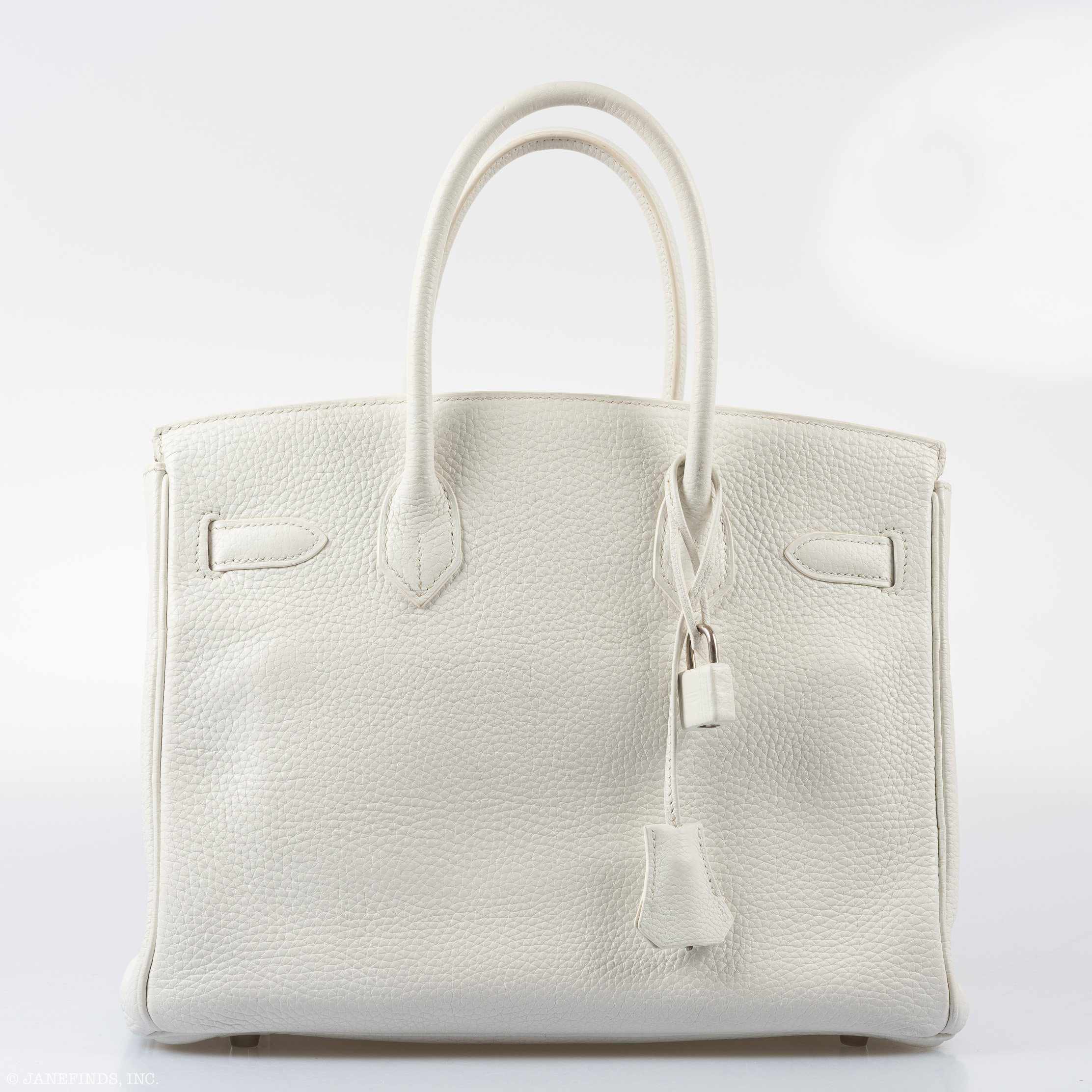 Hermès Birkin 30 White Clemence “Warrior Birkin” Palladium Hardware * JaneFinds Custom Shop