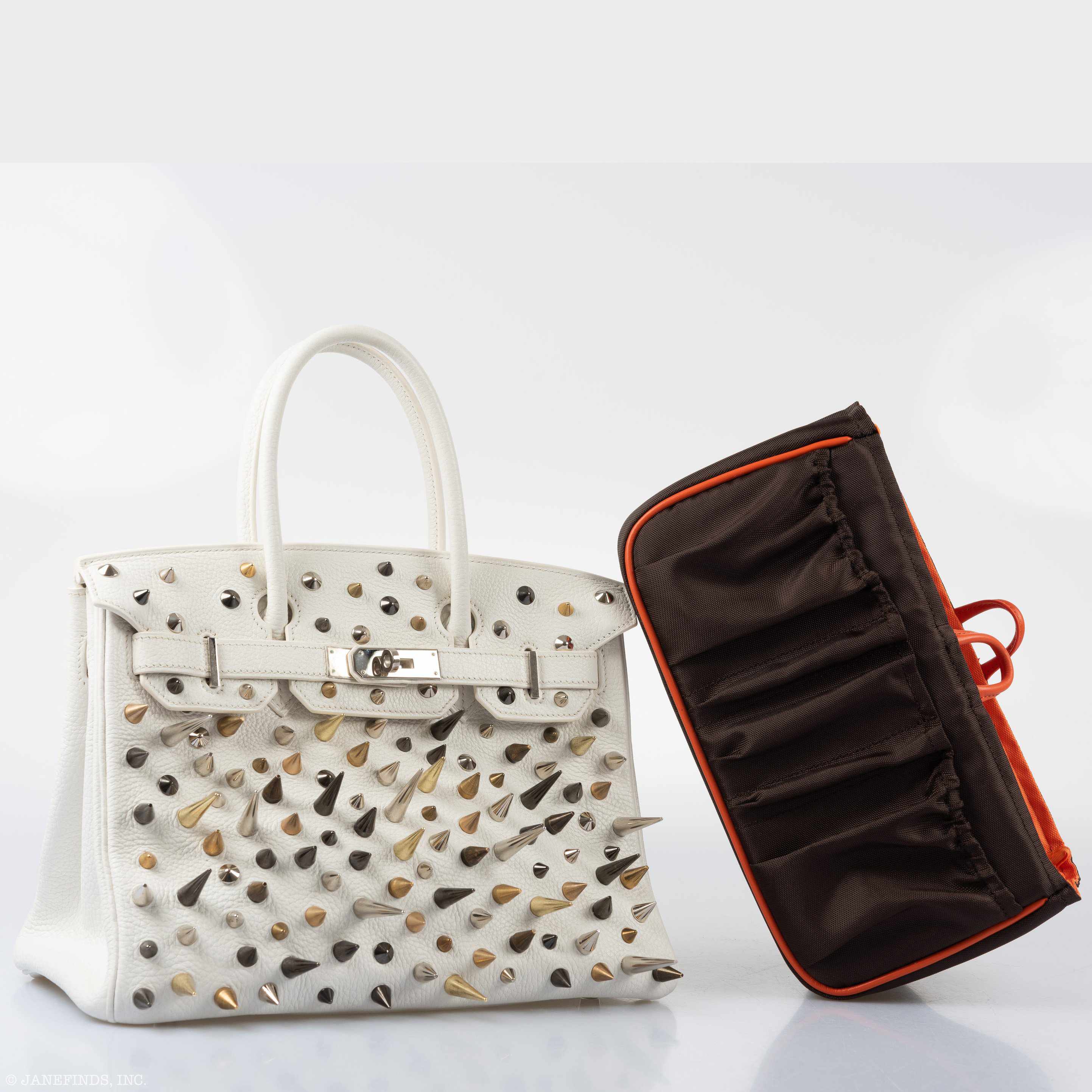 Hermès Birkin 30 White Clemence “Warrior Birkin” Palladium Hardware * JaneFinds Custom Shop