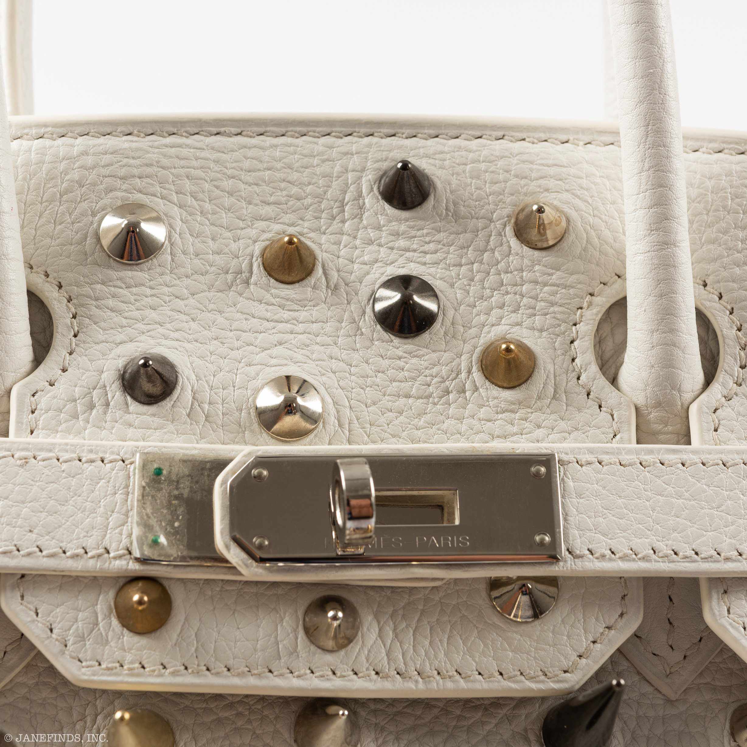 Hermès Birkin 30 White Clemence “Warrior Birkin” Palladium Hardware * JaneFinds Custom Shop