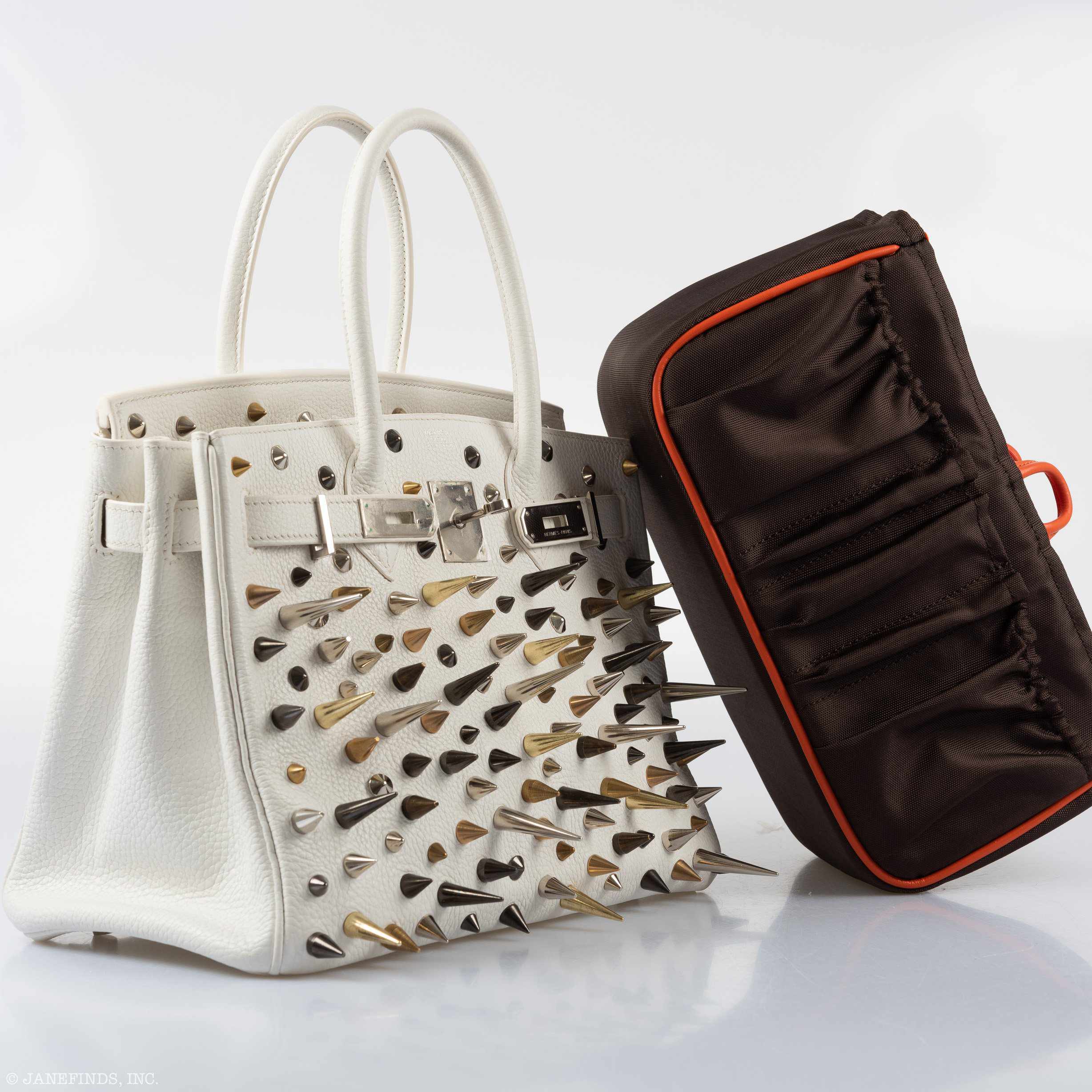 Hermès Birkin 30 White Clemence “Warrior Birkin” Palladium Hardware * JaneFinds Custom Shop