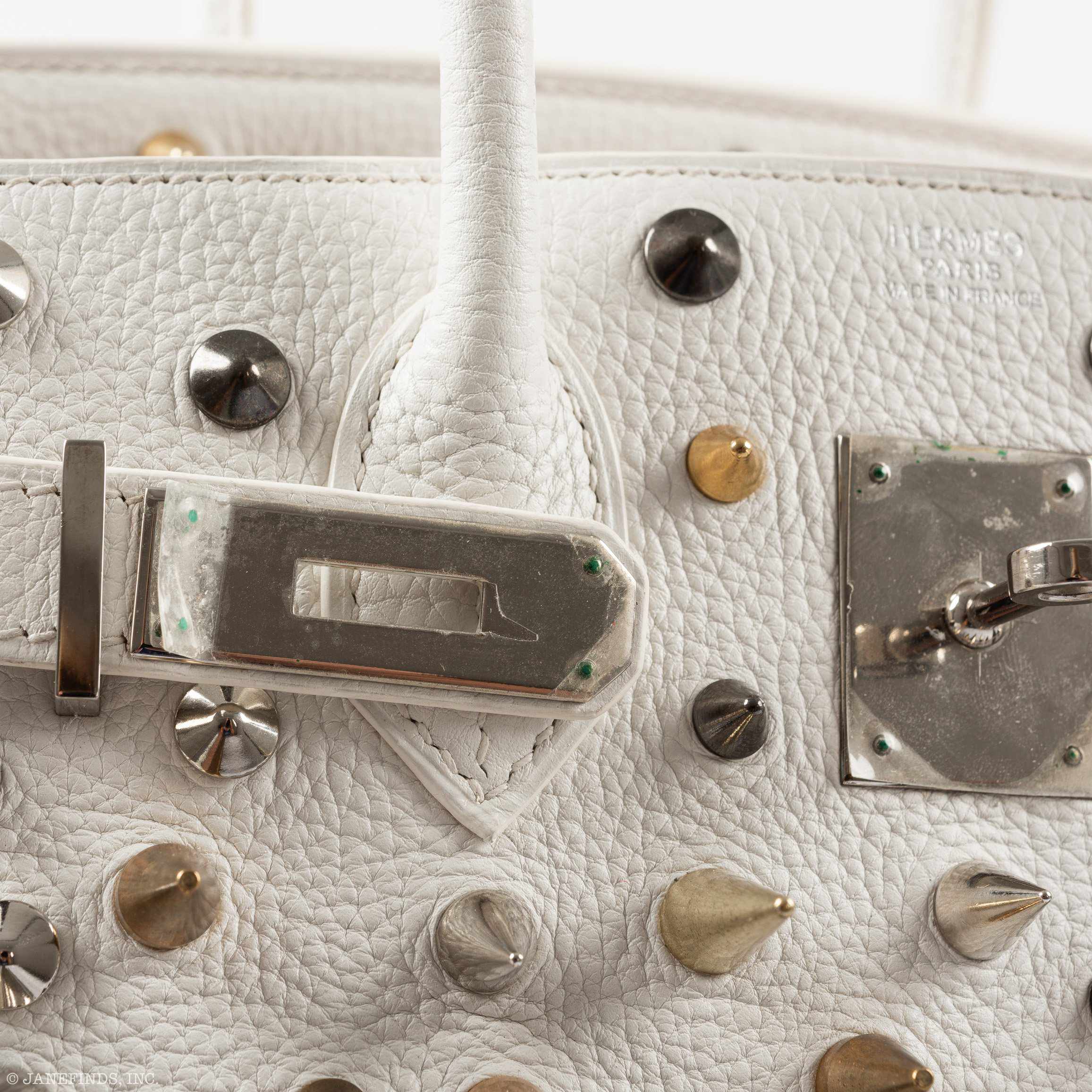 Hermès Birkin 30 White Clemence “Warrior Birkin” Palladium Hardware * JaneFinds Custom Shop