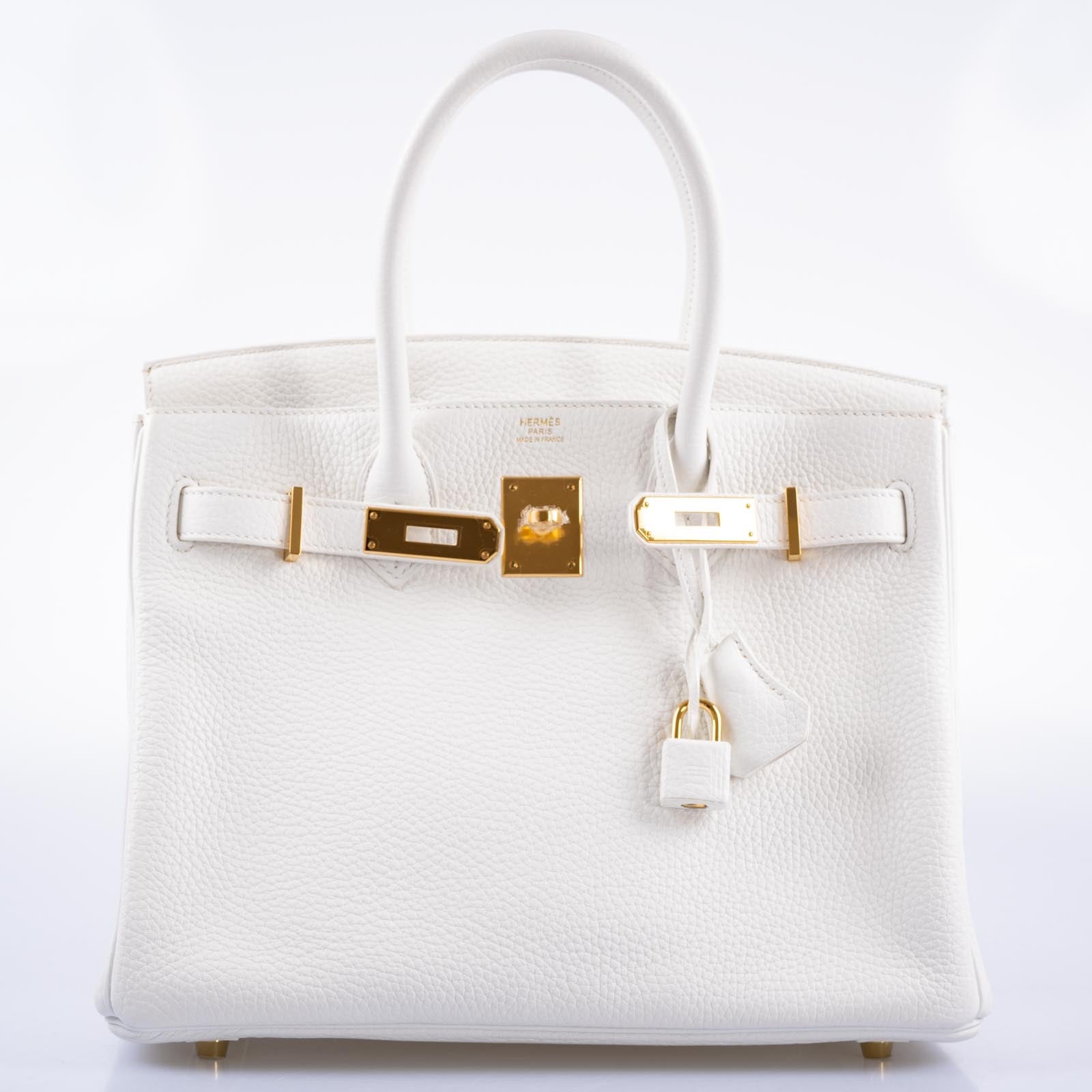 Hermès Birkin 30 White Clemence with Gold Hardware