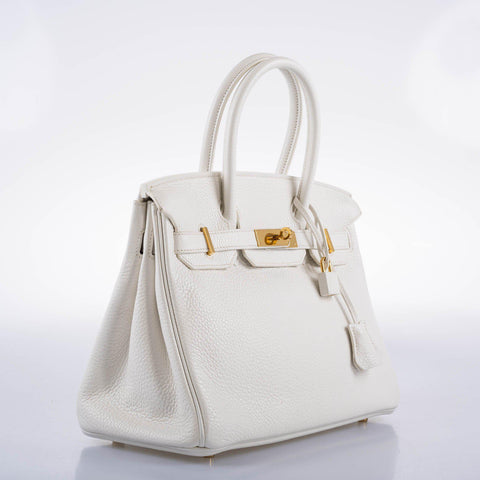Hermès Birkin 30 White Clemence with Gold Hardware - 2016, X