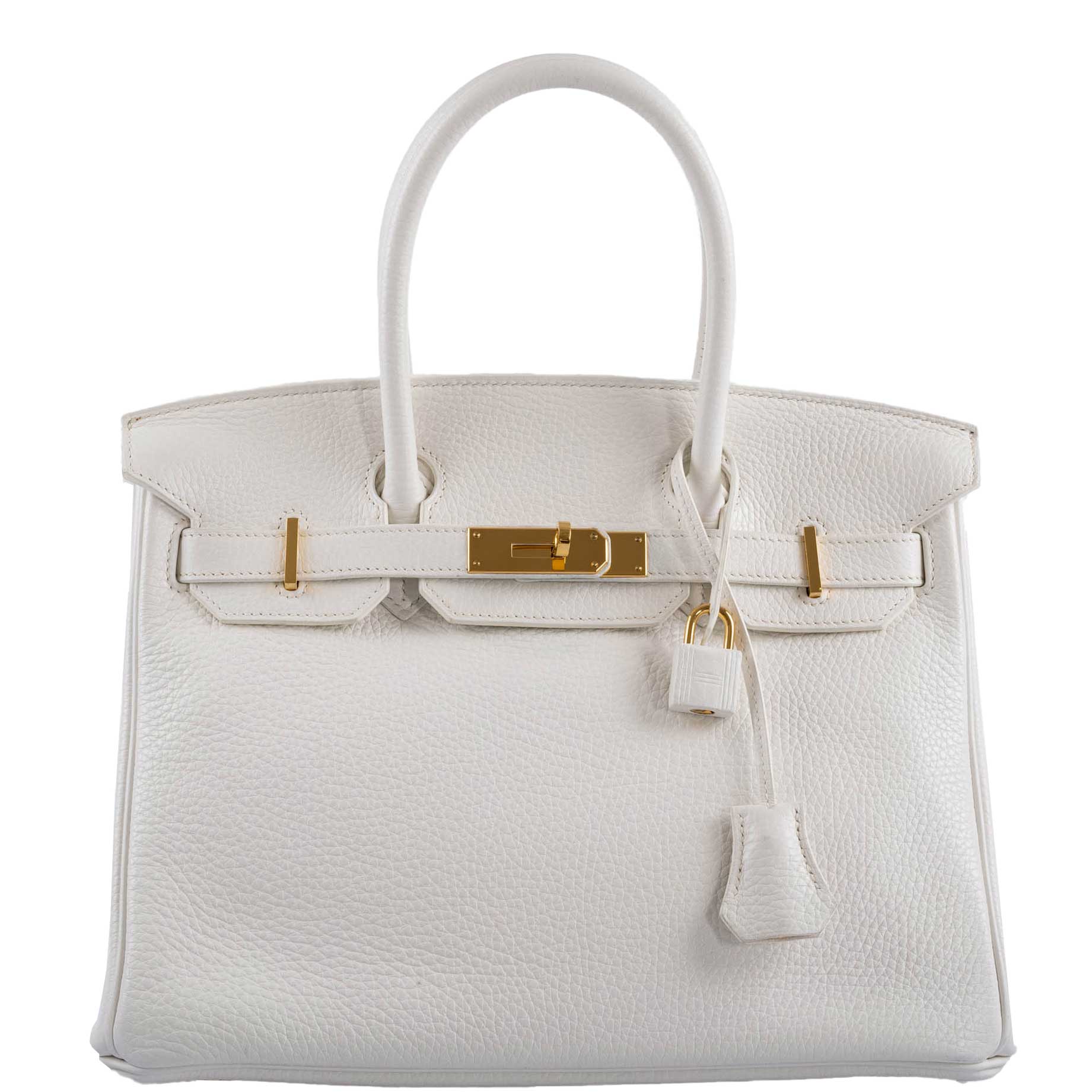 Hermes Birkin bag 30 White Clemence leather Gold hardware