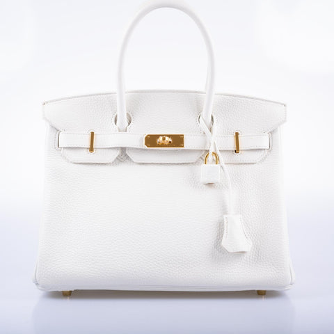 Hermès Birkin 30 White Clemence with Gold Hardware
