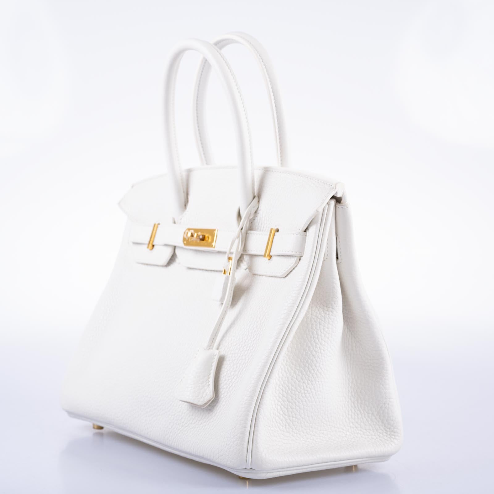 Hermès Birkin 30 White Clemence with Gold Hardware
