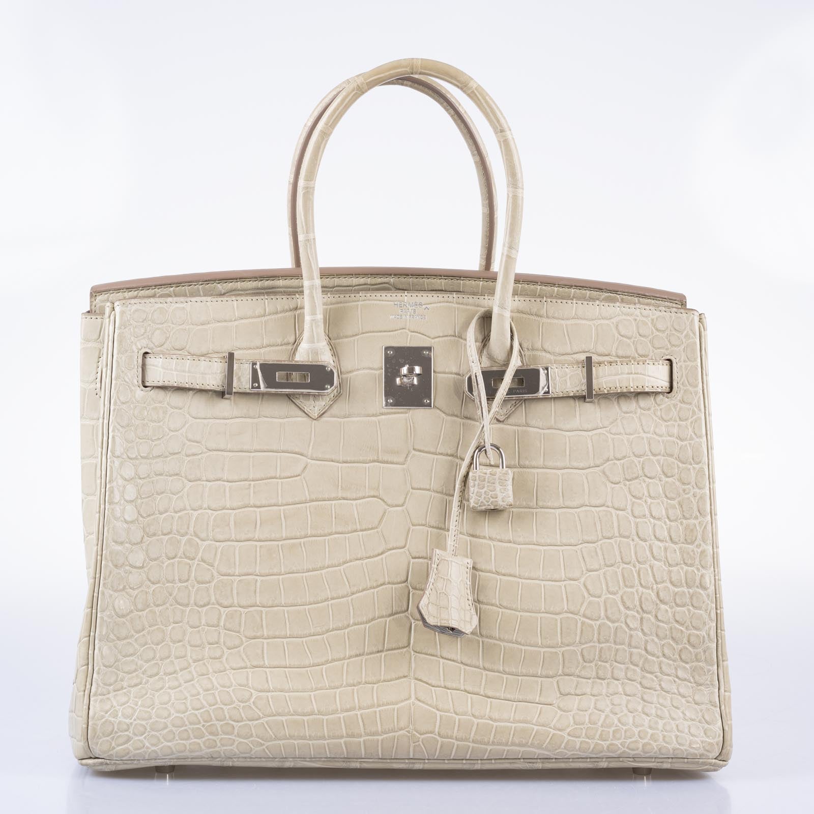 Hermès Birkin 35 Beton Matte Porosus Crocodile Palladium Hardware