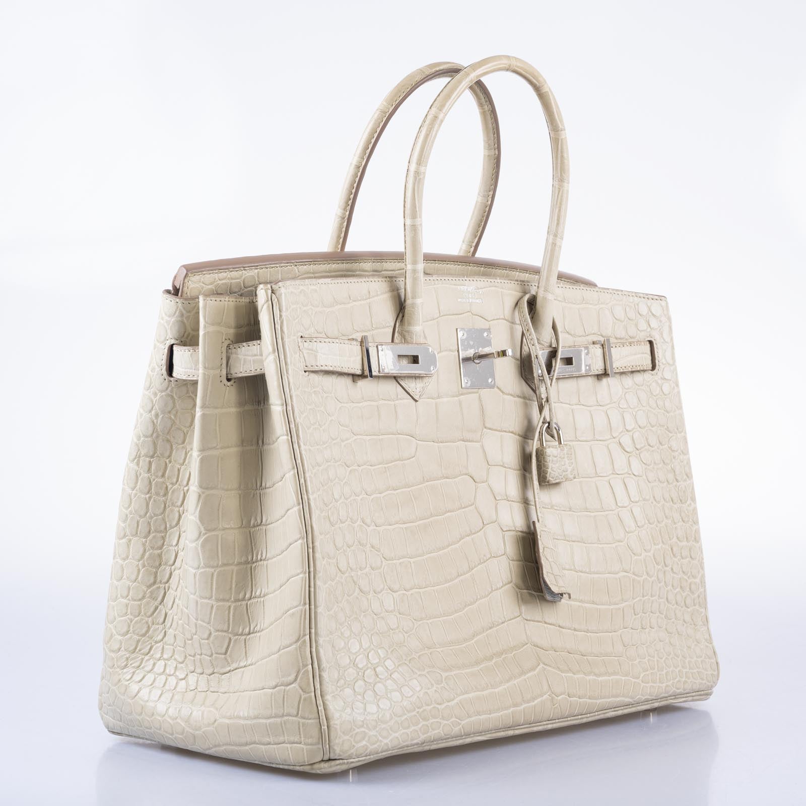 Hermès Birkin 35 Beton Matte Porosus Crocodile Palladium Hardware