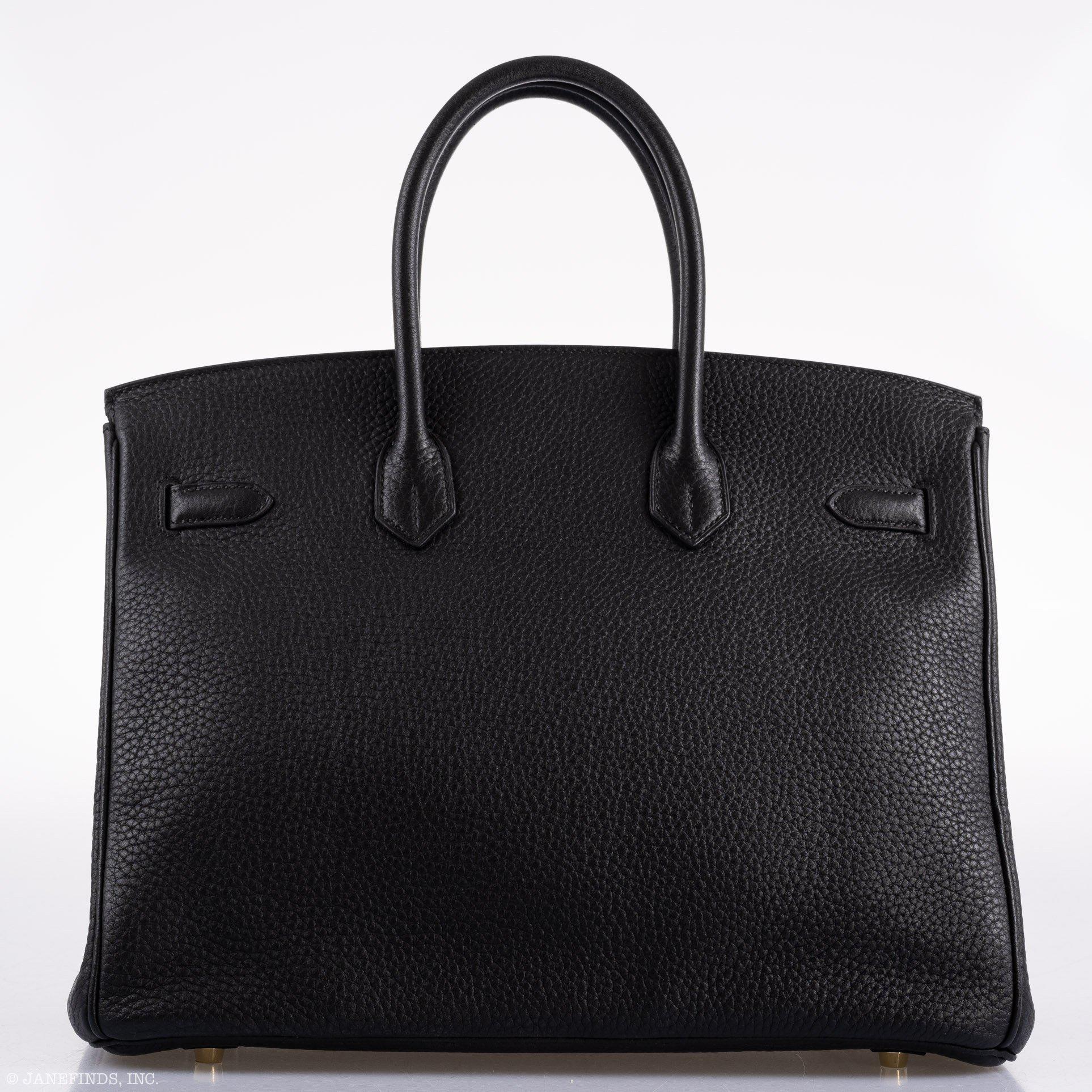 Hermès Birkin 35 Black Clemence Leather Gold Hardware - Square N