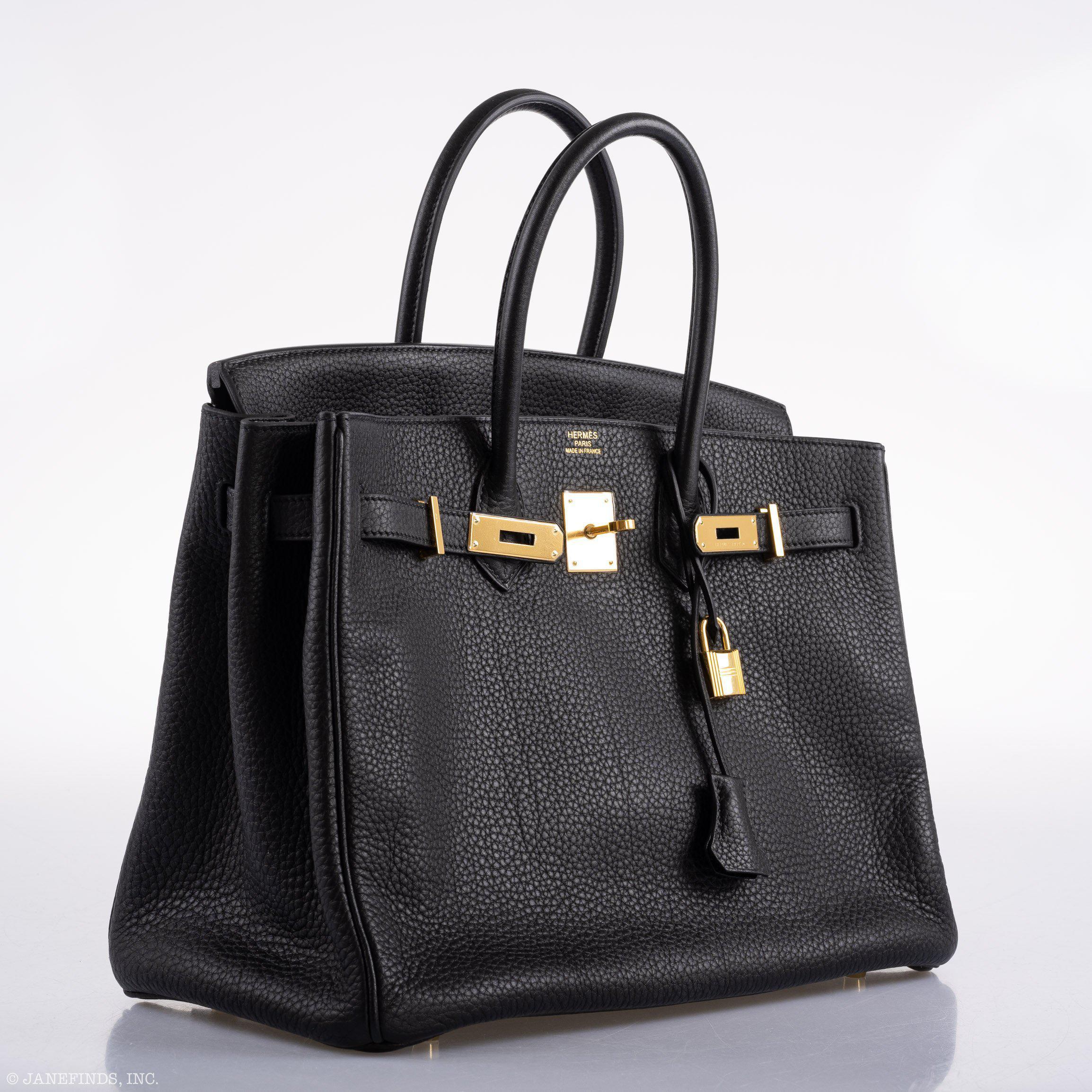 Hermès Birkin 35 Black Clemence Leather Gold Hardware - Square N